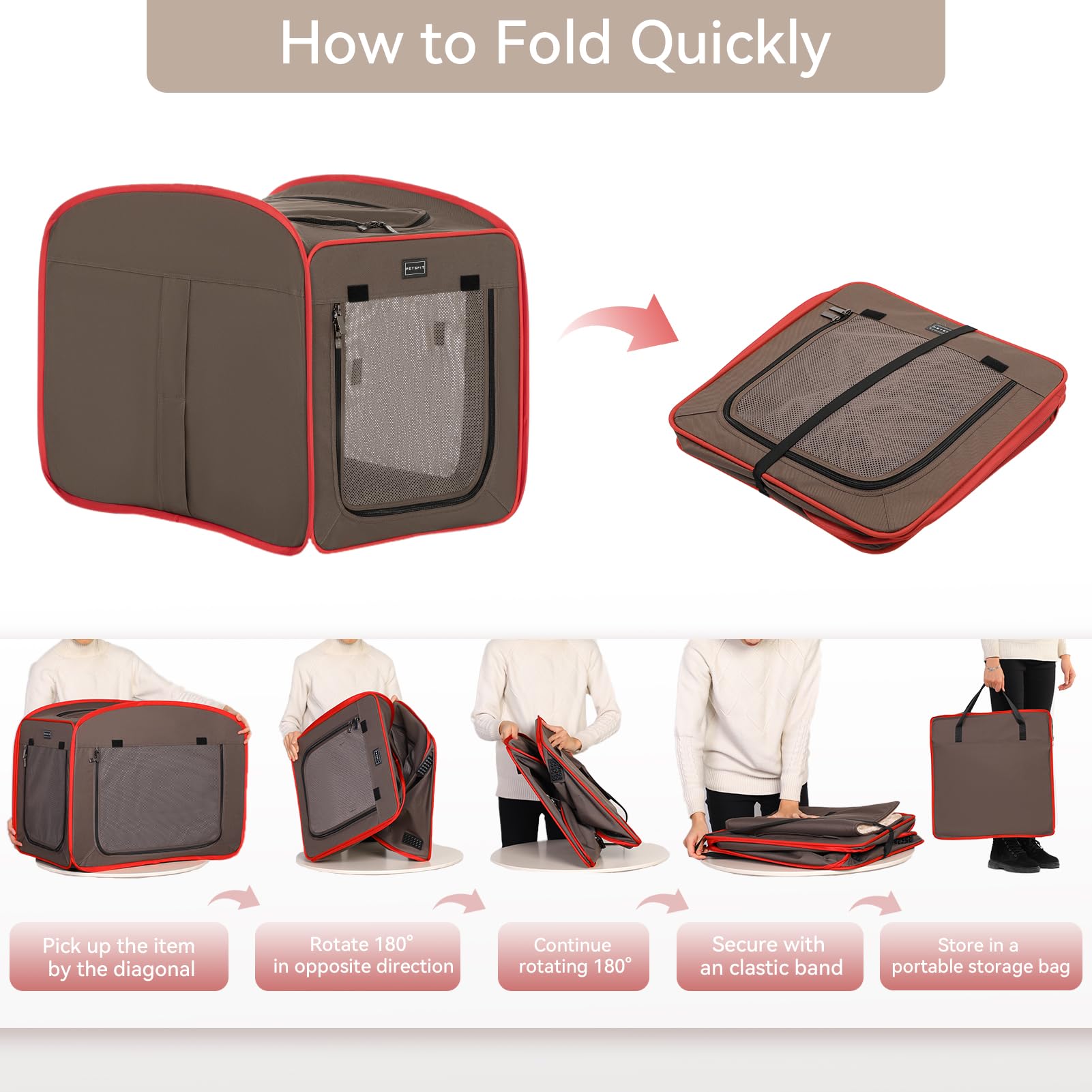 Petsfit Portable Dog Crates For Medium Dogs, Travel Dog Crate With Soft Cushion And Carrying Case, For Indoor Outdoor