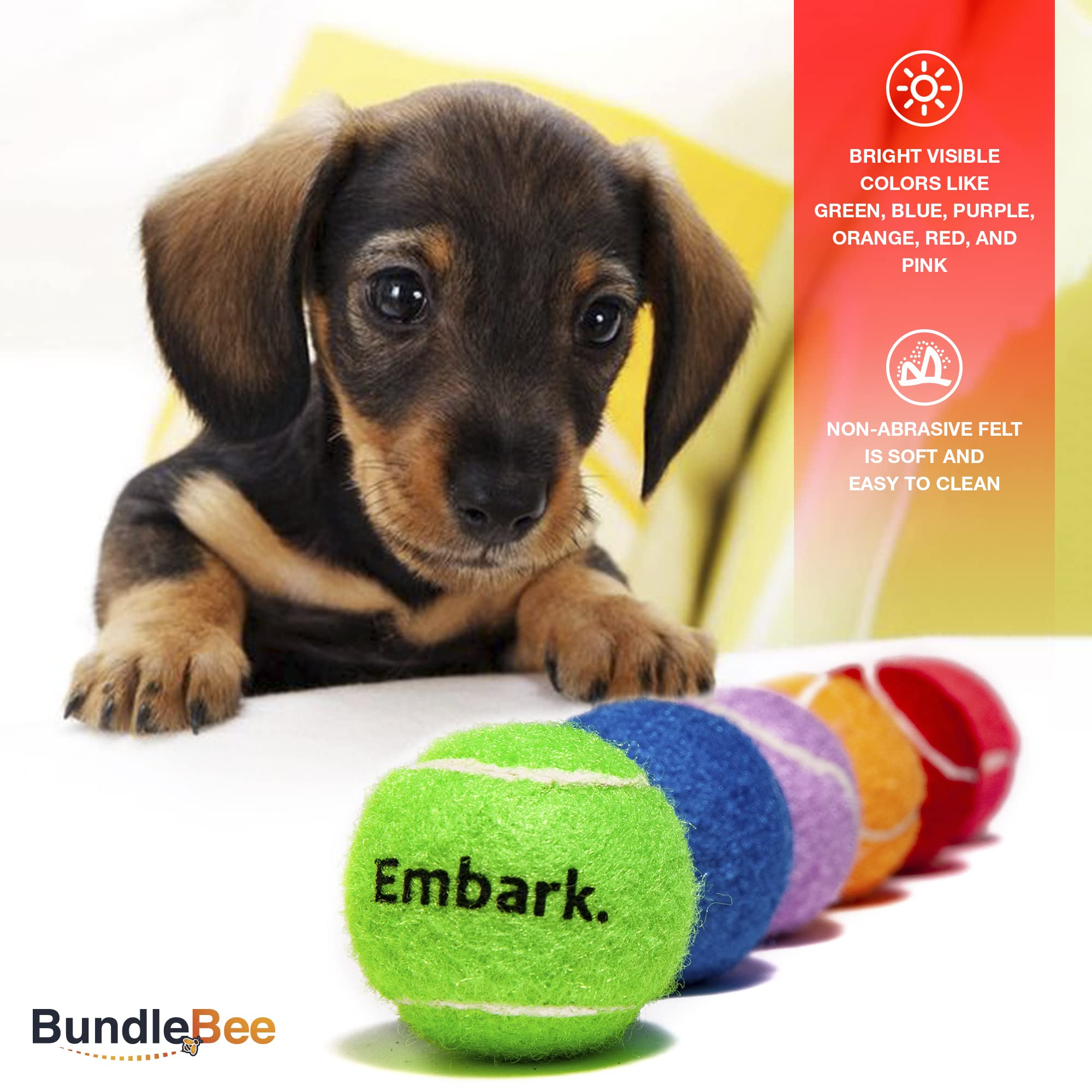 Bundlebee Squeaky Mini Tennis Balls For Small Dogs Puppy - 1.5 Inch - 6 Pack - Dog Toys For Small Dogs, Training Positive Reinforcement, Interactive Fetch Tiny Squeaker Balls For Ball Launcher