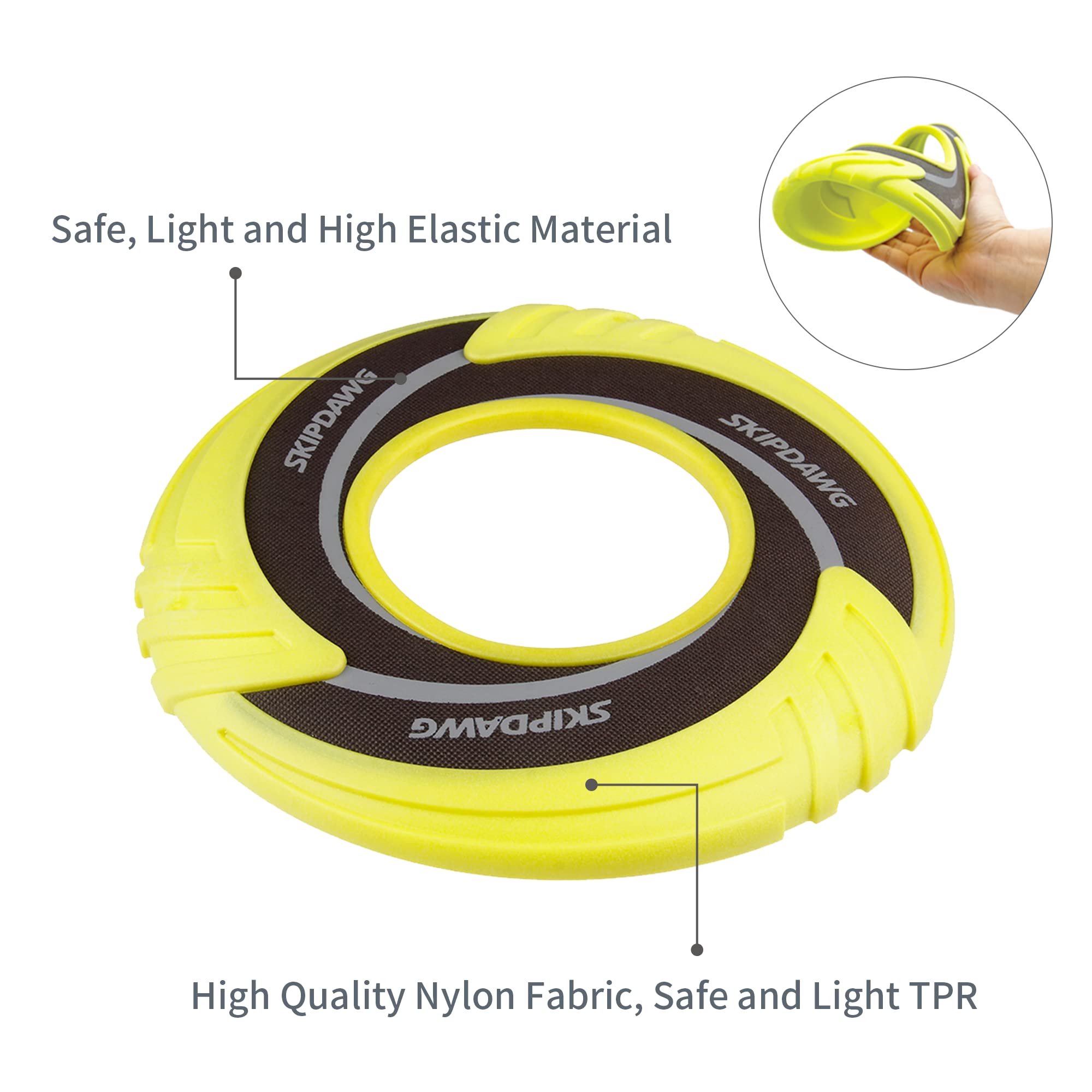 SKIPDAWG Interactive Tug Toy, Flying Disc Water Toy Non-Toxic Light TPR/Nylon Fabric, Pet Training and Outdoor Exercise Toys for