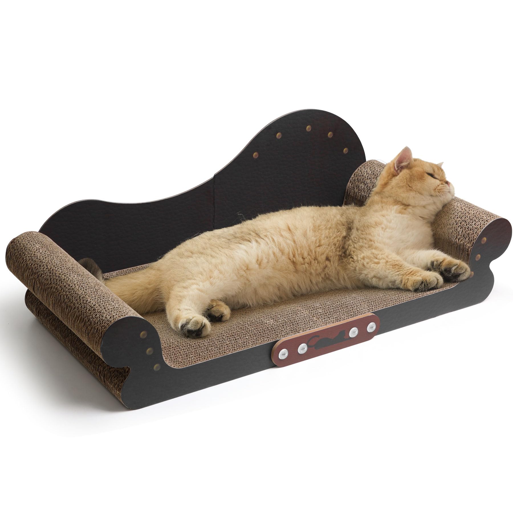 Comsaf Large Cat Scratcher Bed - 26'' Cat Scratching Board Cat Couch Scratcher Cardboard, Durable Scratch Lounge Cat Bed, Long L