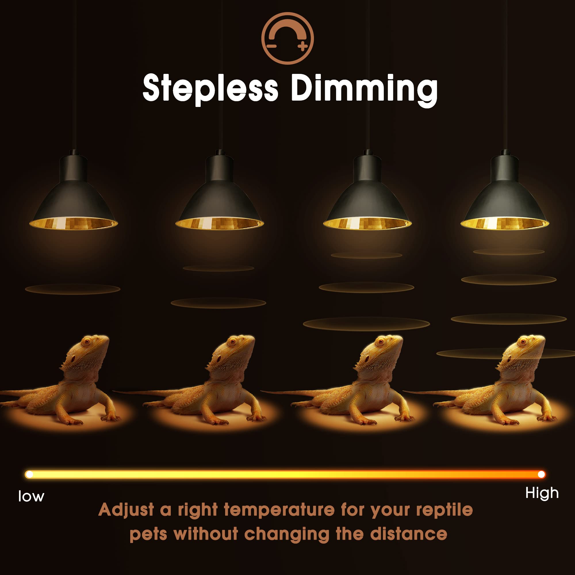 Reptile Heat Lamp, Briignite UVA Basking Light for Reptiles 50W, G9 Halogen Heat Bulb & Dome Reptile Light Fixture, Aluminum Ref