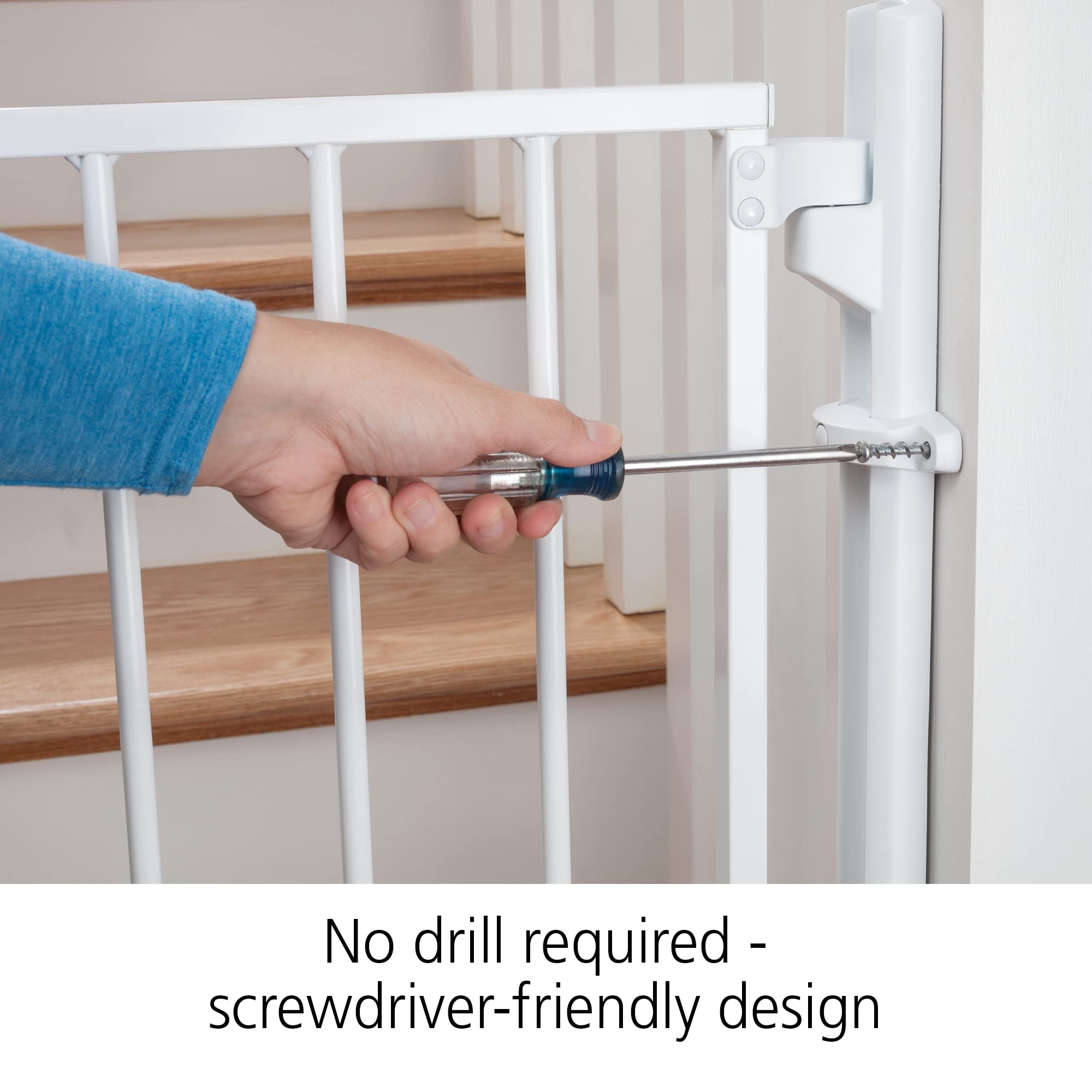 Safety 1St Ready To Install Everywhere Baby Gate, Multi-Use Baby Gate With Door For Doorways, Hallways And Stairs, White