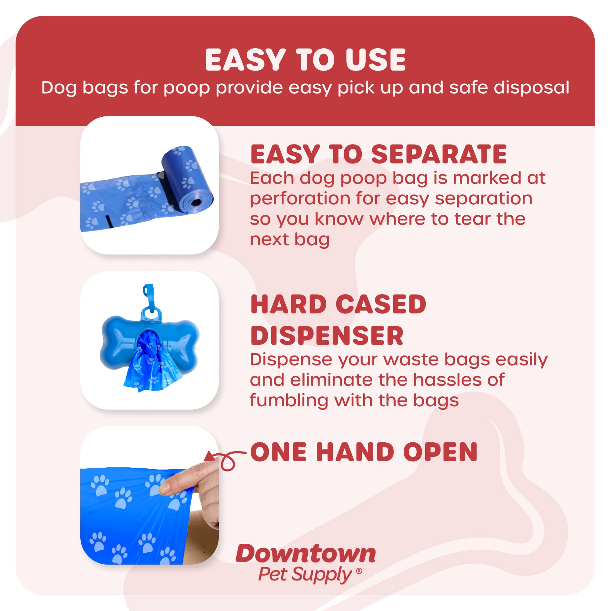 Downtown Pet Supply Dog Poop Bags - Leak-Proof, Unscented, 1000 Ct, Rainbow, Includes 2 Dispensers, Fits Leashes & Harnesses