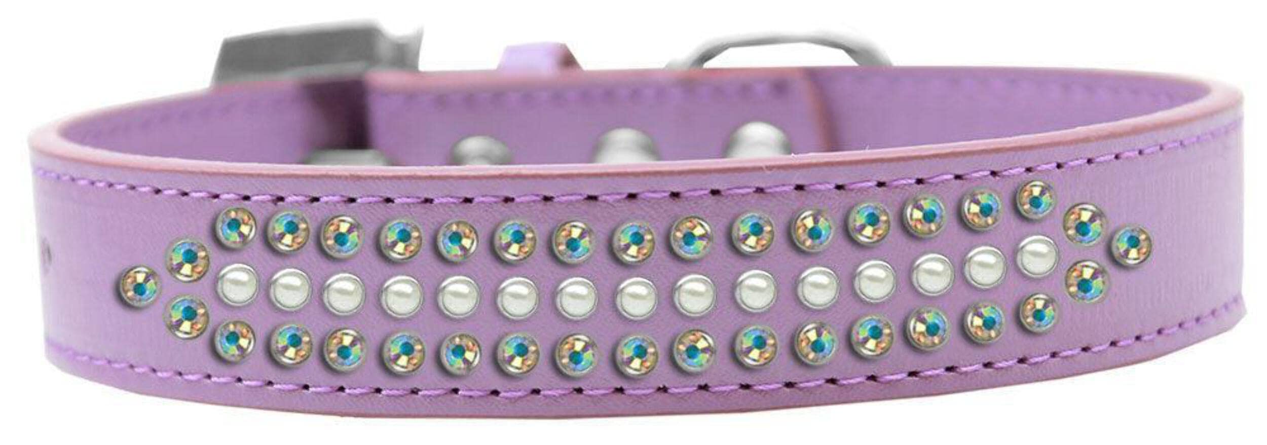 Mirage Pet Products Ritz Pearl and AB Crystal Dog Collar, Size 12, Aqua