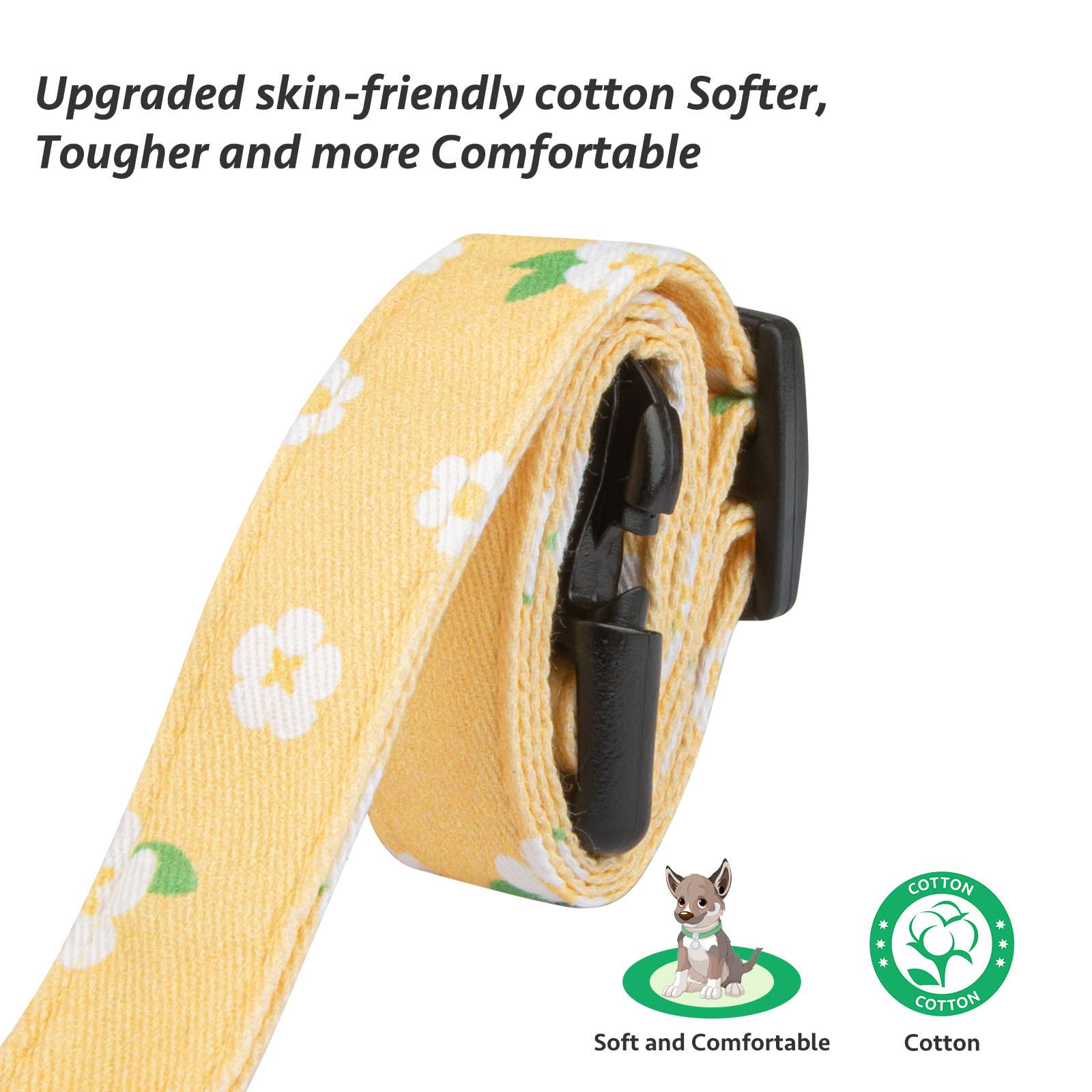 Cotton Handmade Dog Collar Cute And Distinctive Patterns Yellow Flower With Pendant For Girl Boy Dogs Collars M