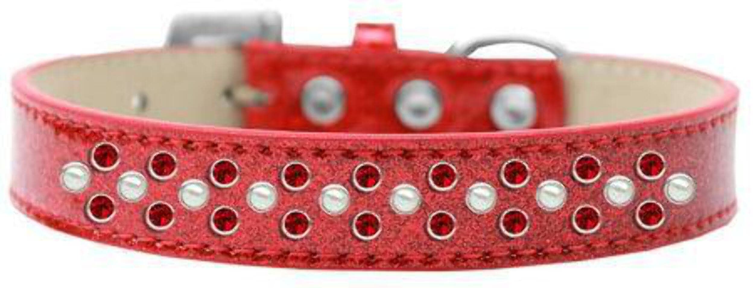 Mirage Pet Products Sprinkles Ice Cream Dog Collar with Pearl and Red Crystals, Size 16, Black