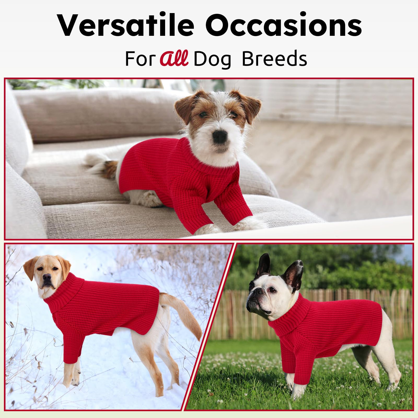 Queenmore Soft Warm Large Dog Sweater, Dog Sweaters For Large Breeds, Pet Christmas Sweaters, Waffle Knit Pet Sweater, Cold Weat