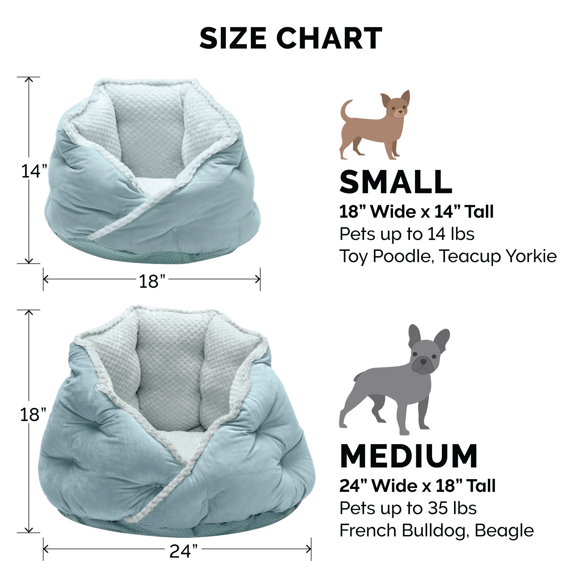 Furhaven 18 Round Pet Bed for Indoor Cats & Small Dogs, 100% Washable, For Pets Up to 14 lbs - Minky Plush & Velvet Hug Bed - Aq