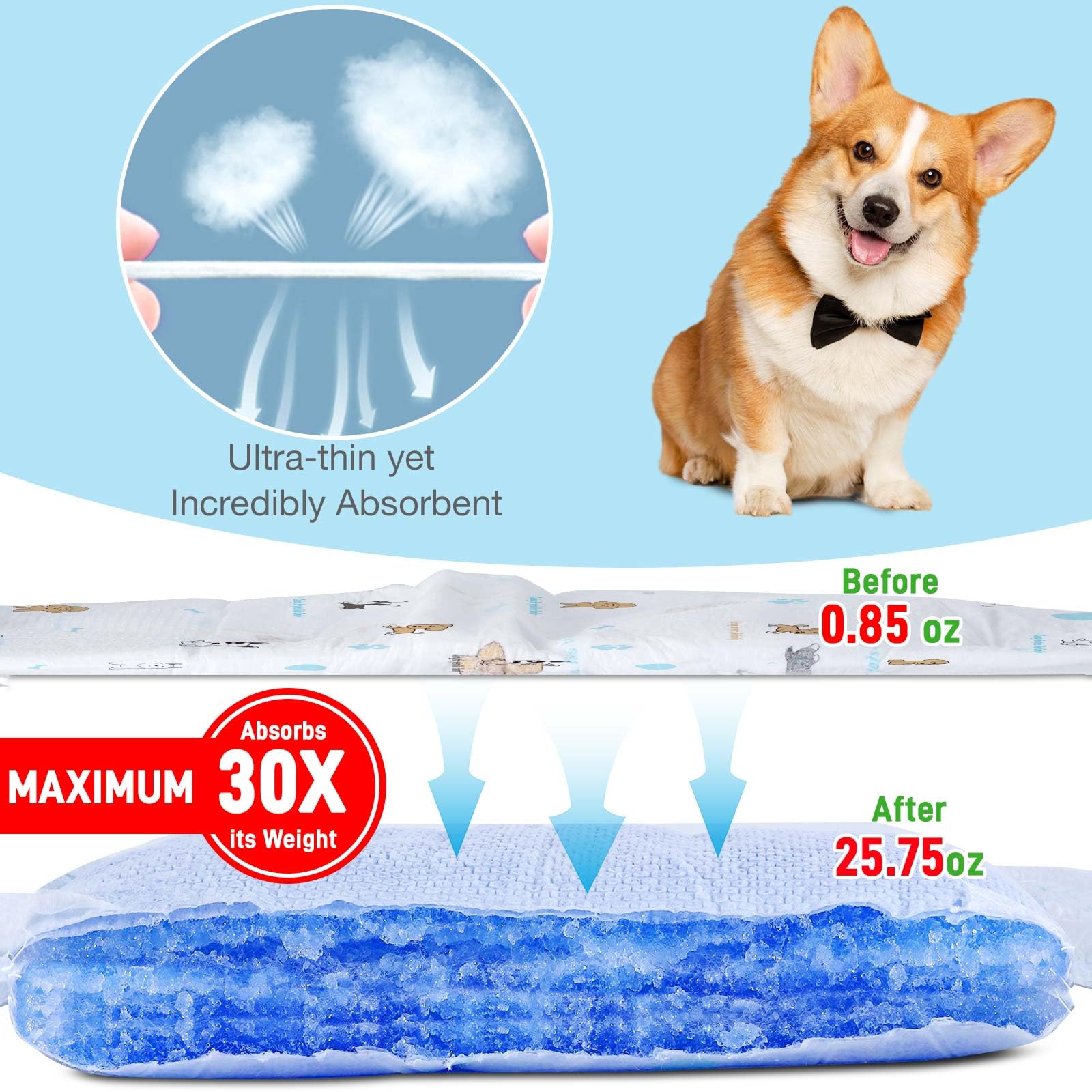SkyLion Dog Diapers Male, Disposable, Super Absorbent, Medium Size, 50 Count, Leak Proof, Ultra Dry, Polycotton, White