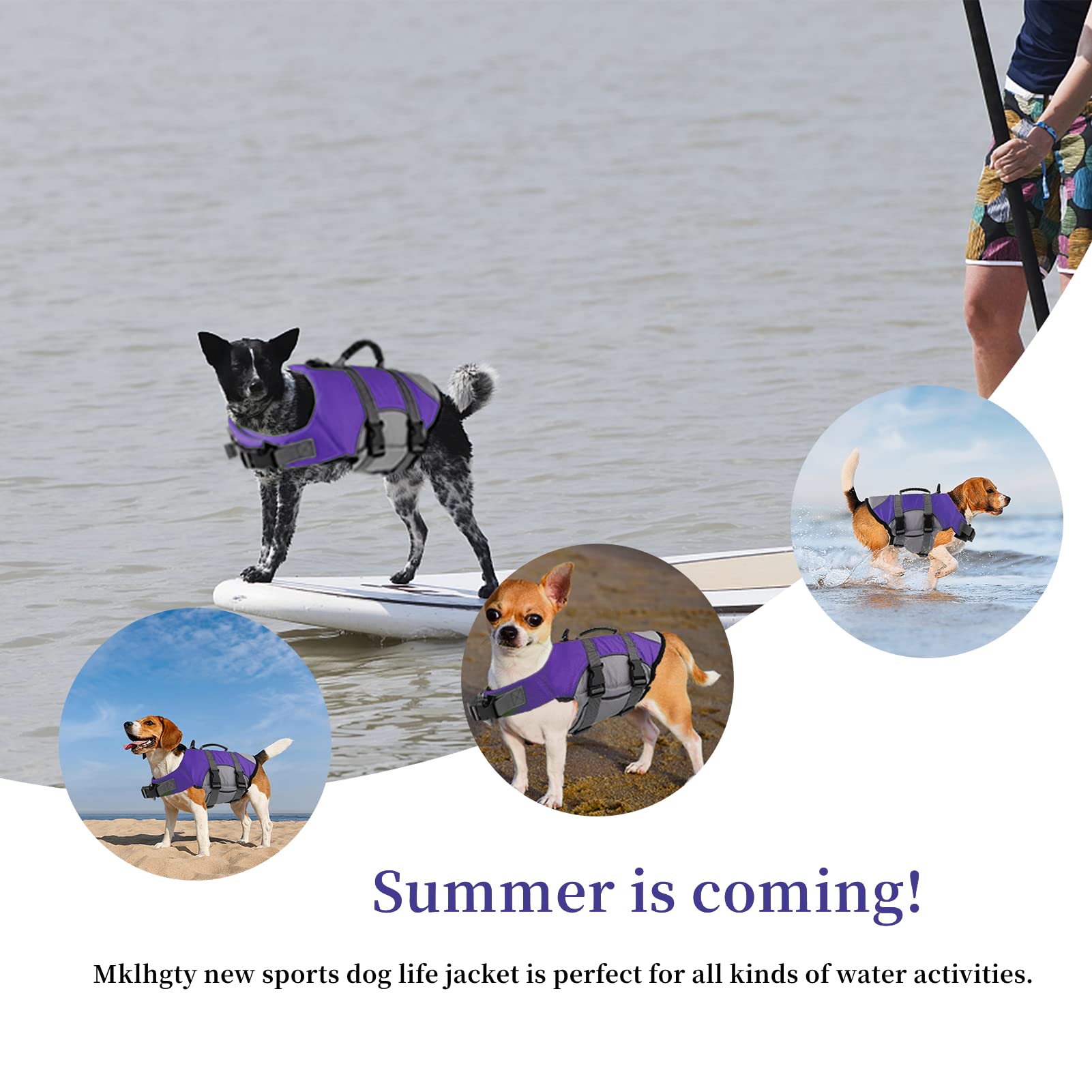 Mklhgty Dog Life Jacket, Reflective Adjustable Dog Vest With Rescue Handle For Swimming And Boating, Ripstop Pet Safety Life Pre