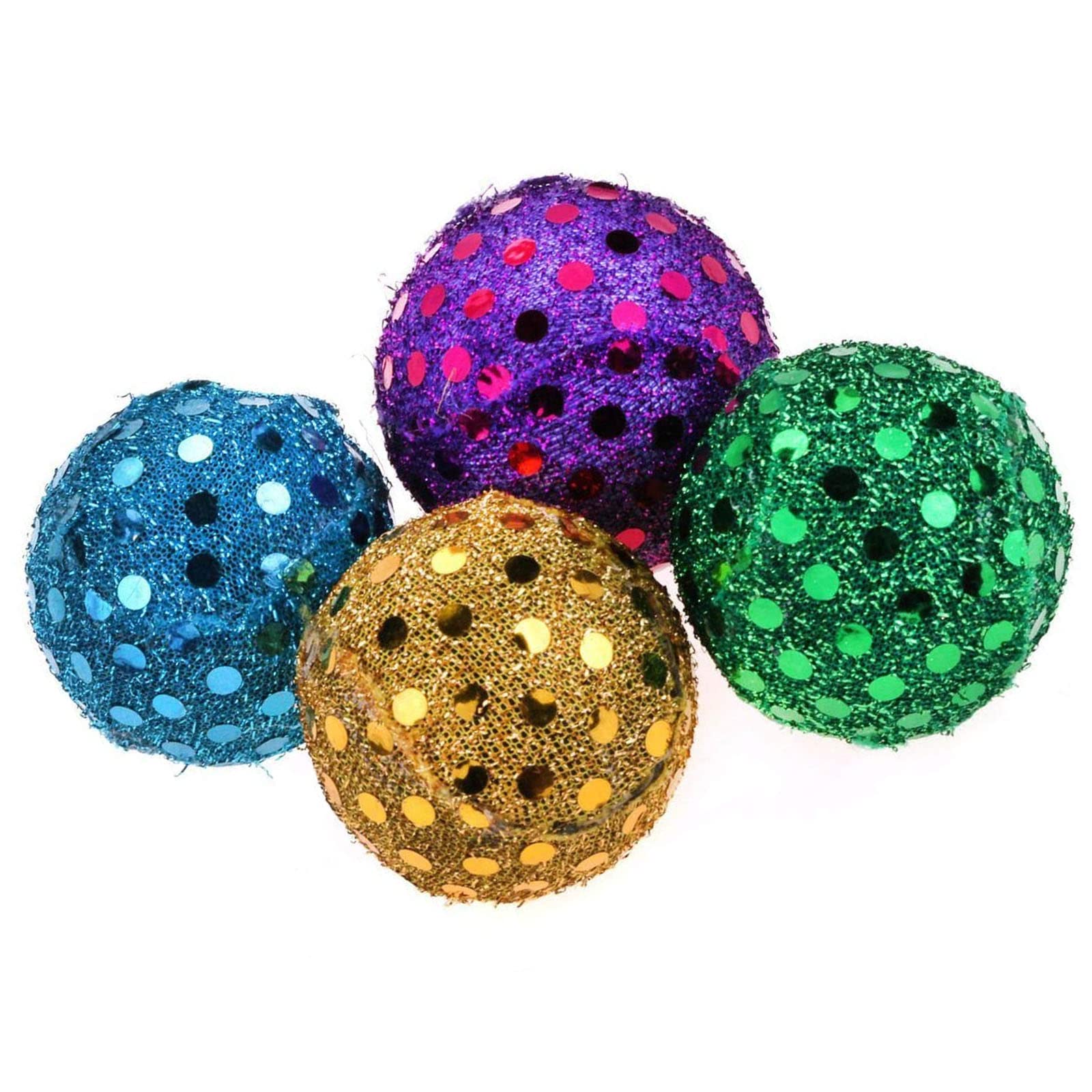 Emily Pets Cat Ball Disco Glitter Balls Toy. Cat Playing Toy For Cat, Kitten(Multi Color,Pack 4)
