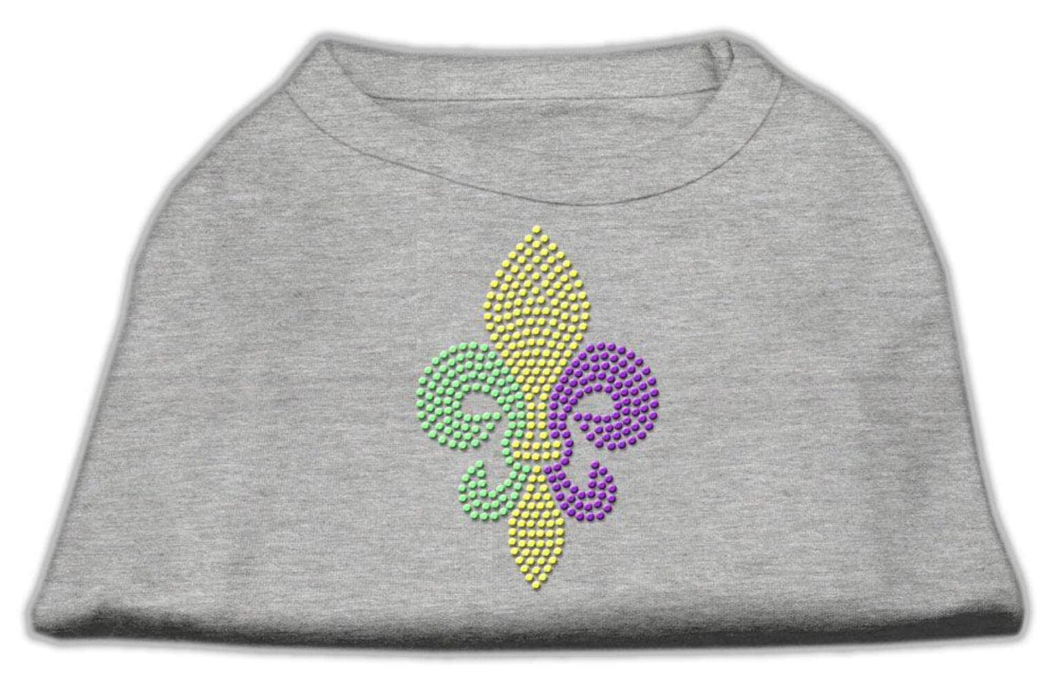 Pet Dog & Cat Shirt Rhinestone, "Mardi Gras Fleur De Lis" Gray XL (14-20 lbs.)