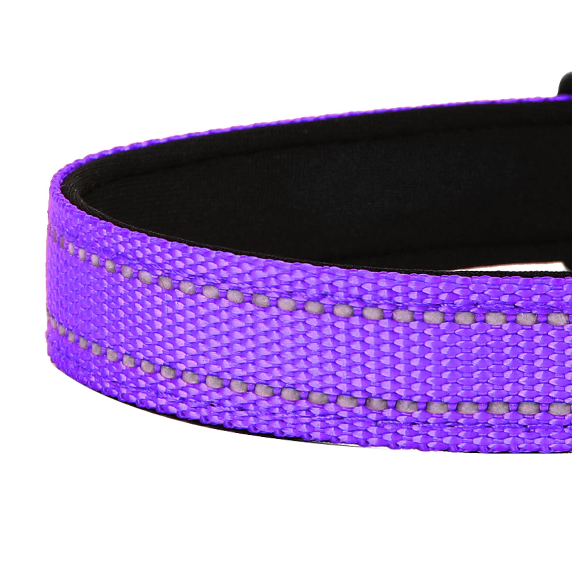 Pwod Reflective Dog Collar, Adjustable Soft Neoprene Padded Nylon Pet Collars With Buckle For Extra Large Dogs, Purple,Xl