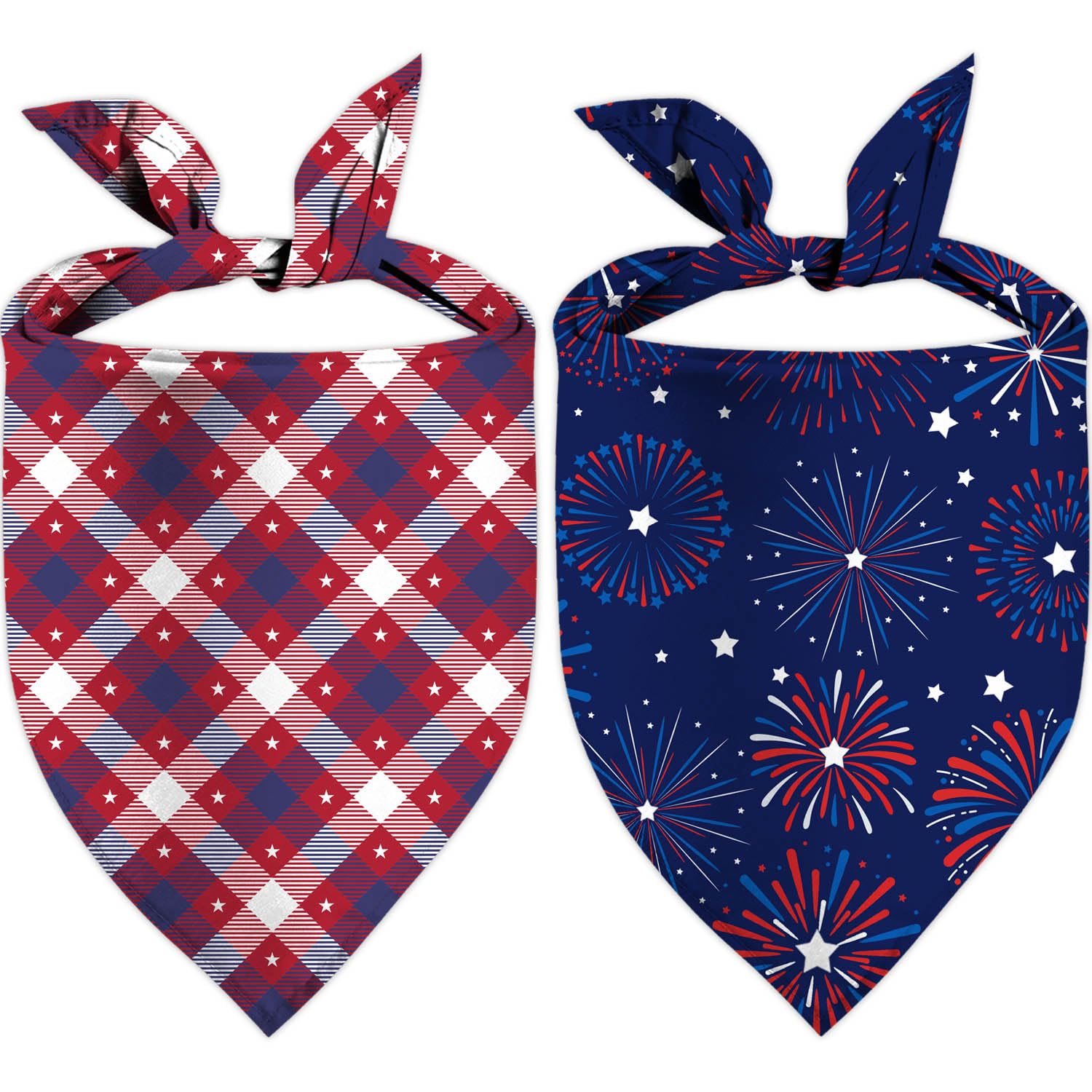 4Th Of July Dog Bandanas, Adjustable American Flag Holiday Party Pet Decorations 2 Pack, Patriotic Bandana Independence Day Tria
