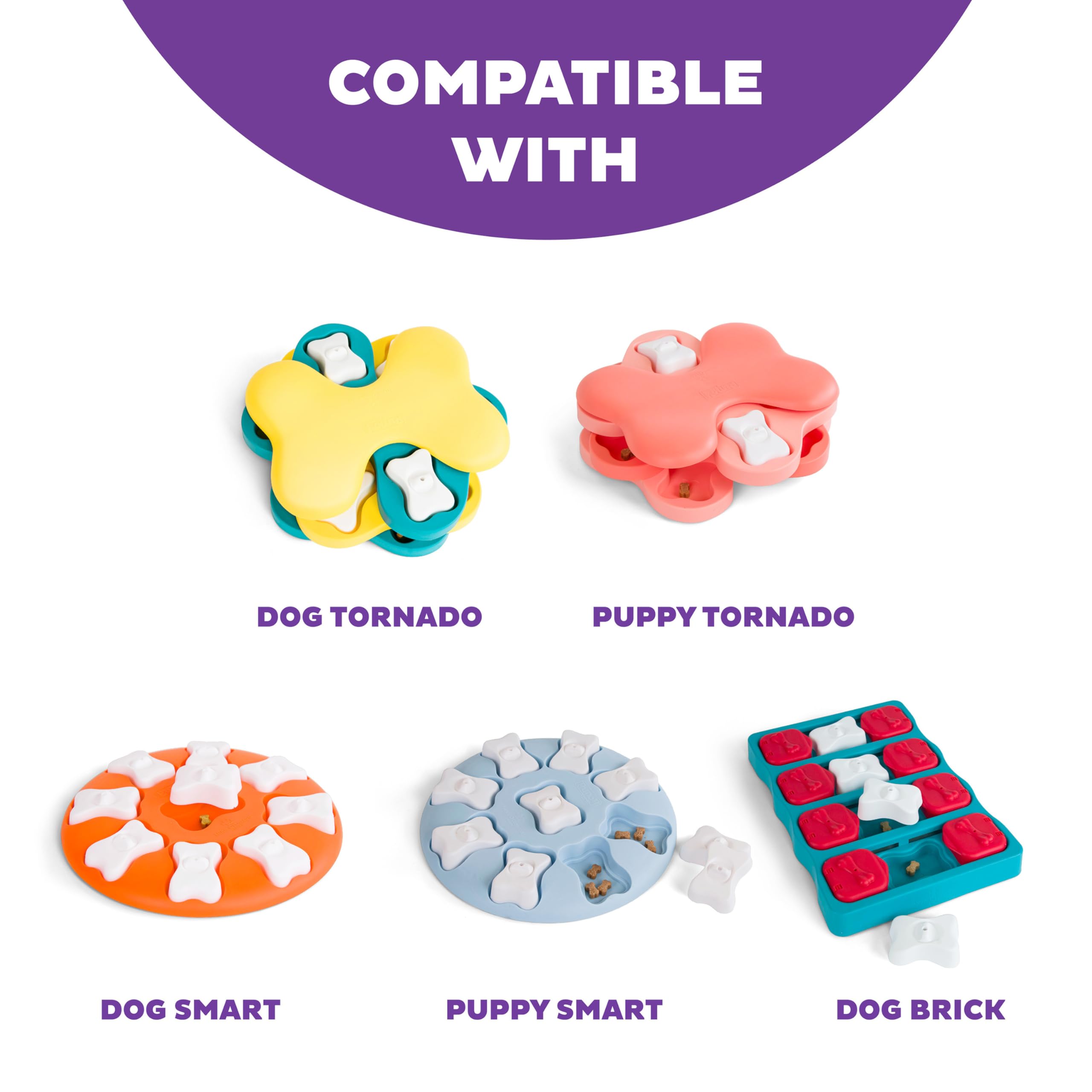Outward Hound By Nina Ottosson Bone Replacement Parts For Dog Puzzles, Dog Brick, Dog Tornado, Dog Smart, Puppy Tornado, Puppy Smart, 5 Pack, White