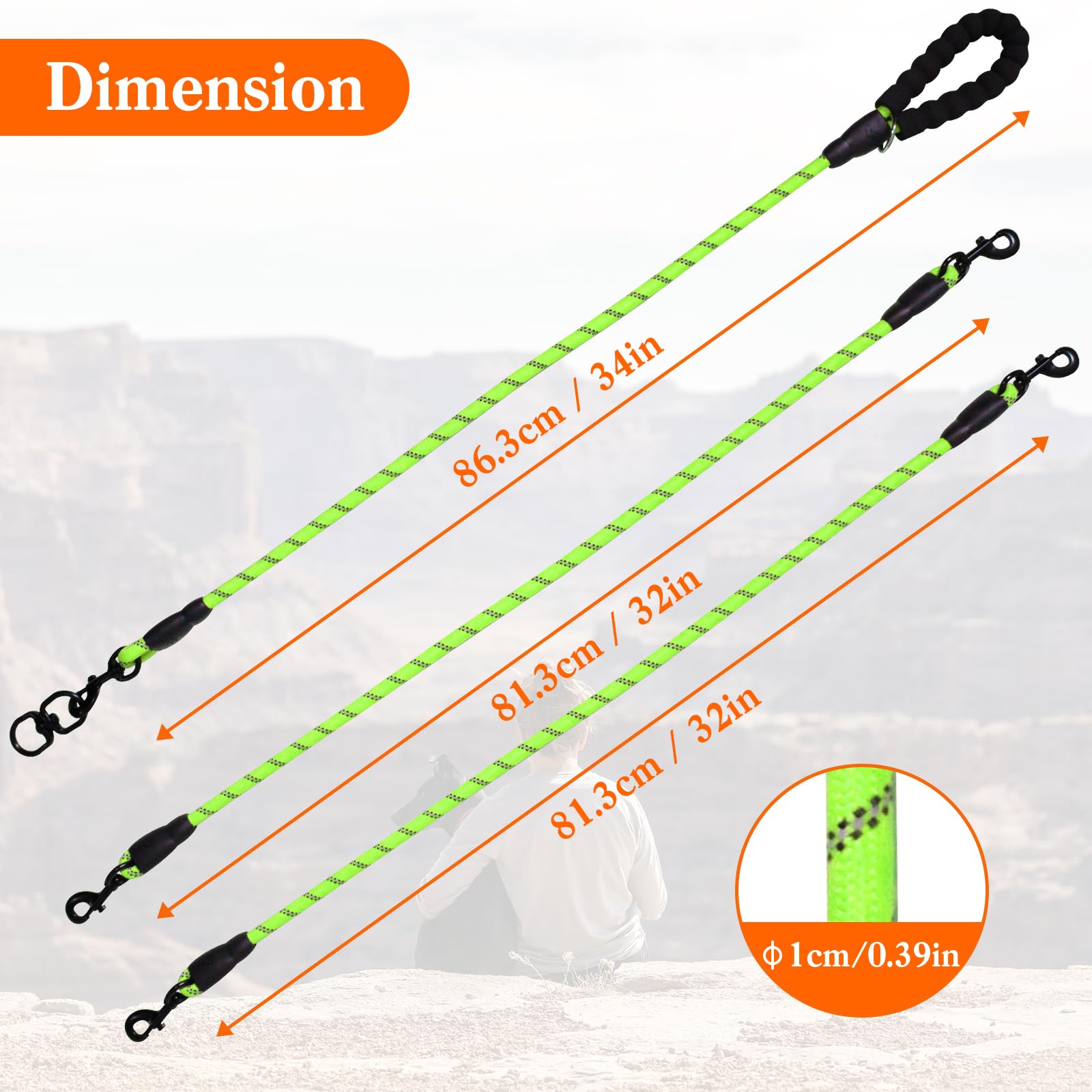 Dual Dog Leash - 360 Swivel No-Tangle For Dual Dogs (Medium, Small)