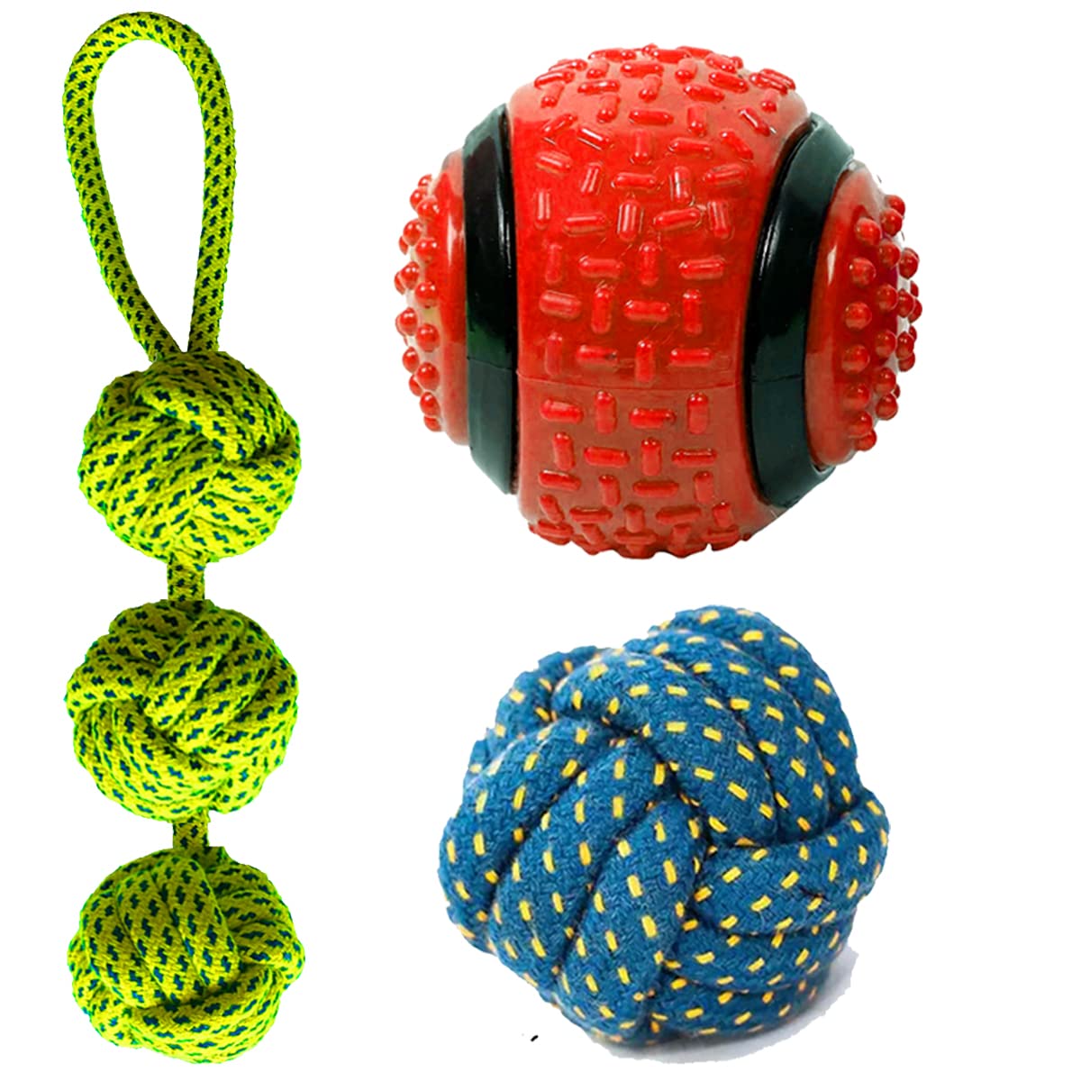 Youhavedeal NonToxic Ball For Dogs, Ball For Puppy To Play, Pack Of 3, Ball For Dogs, Cotton Ball, New 3 Rope Ball Toy Combo Fo
