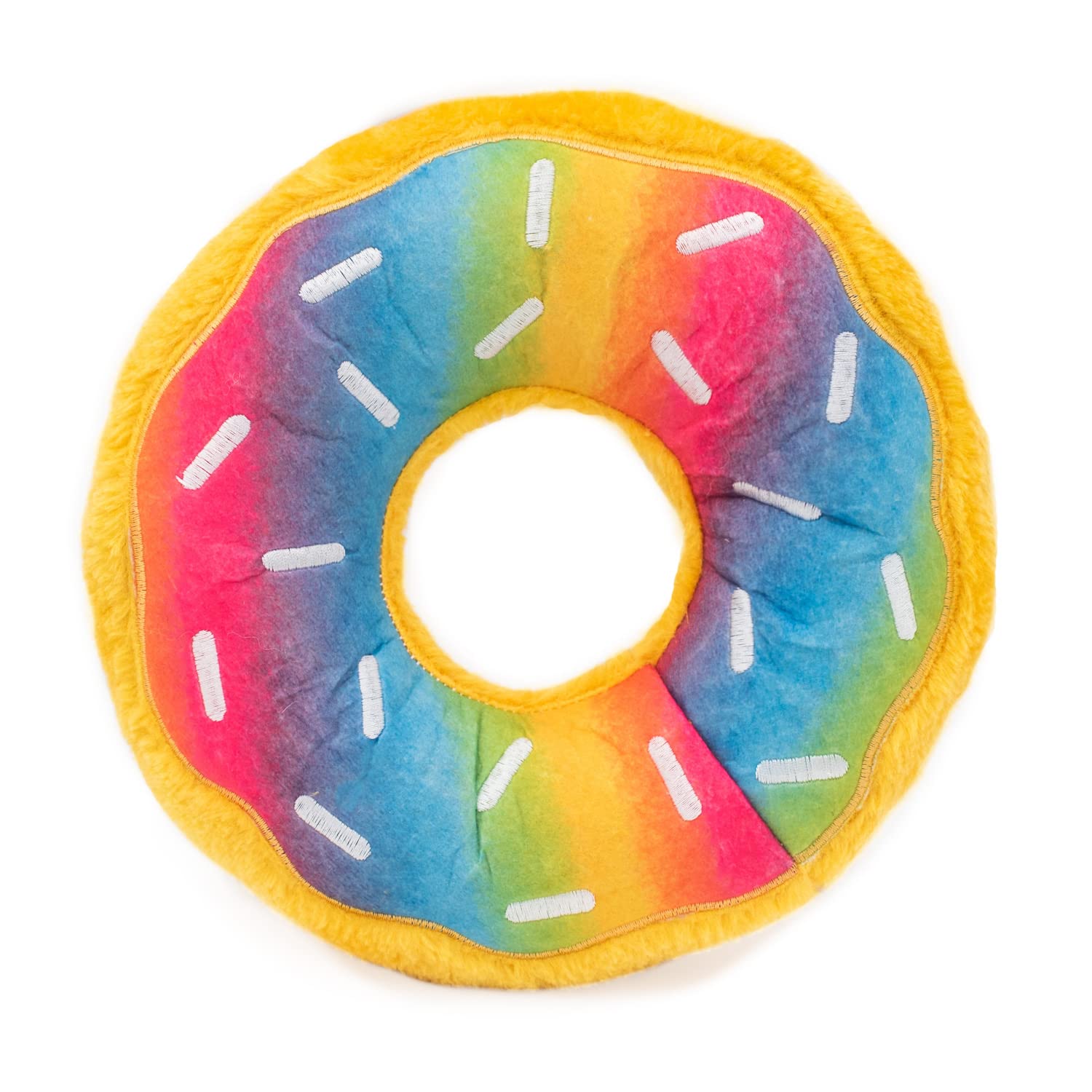 ZippyPaws Jumbo Donutz - Rainbow Plush Dog Toys for Aggressive Chewers, Summer Dog Pride Accessories