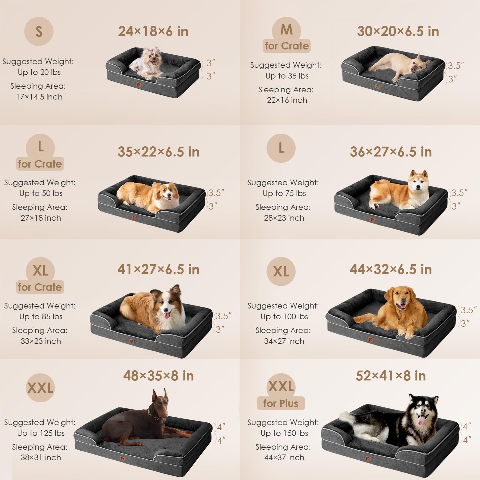EHEYCIGA Orthopedic Dog Bed for Small Dogs, Waterproof Memory Foam, 24"x18"x6", Dark Grey