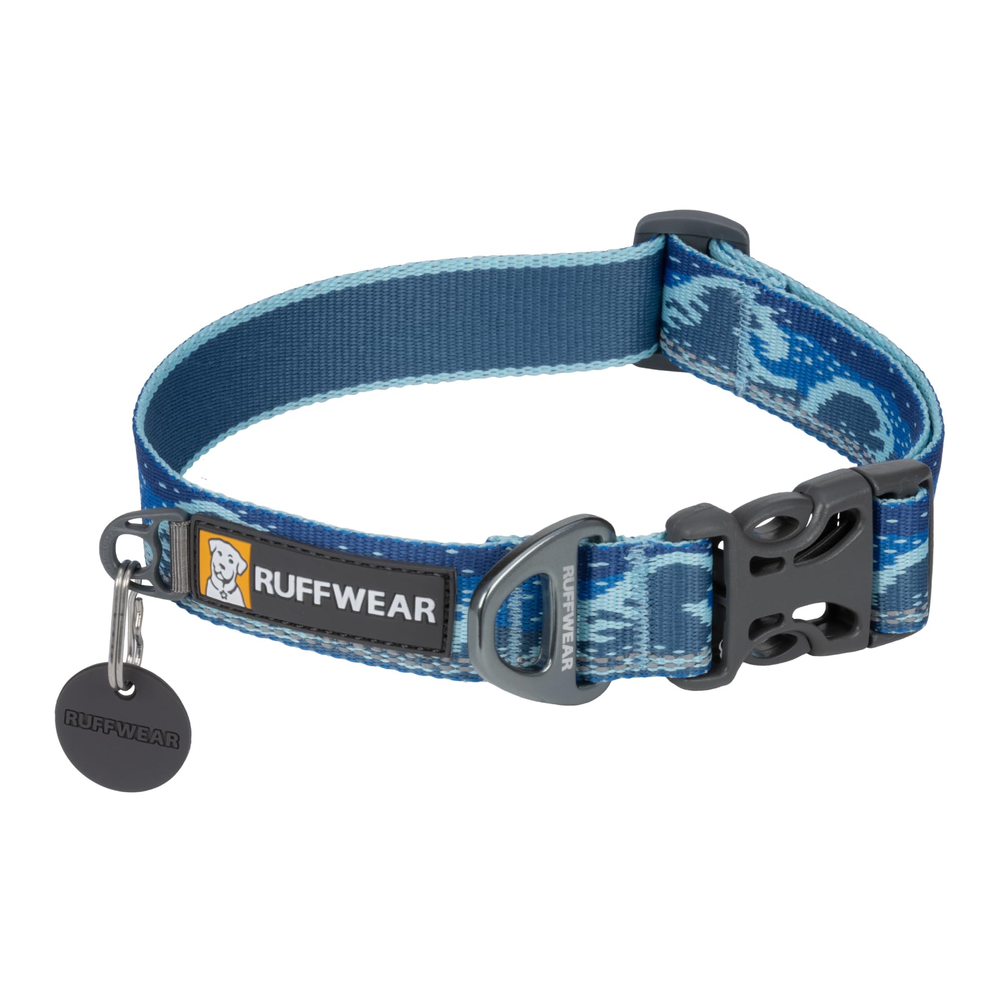 Ruffwear, Crag Dog Collar, Reflective And Comfortable Collar For Everyday Use, Midnight Wave, 14''-20''
