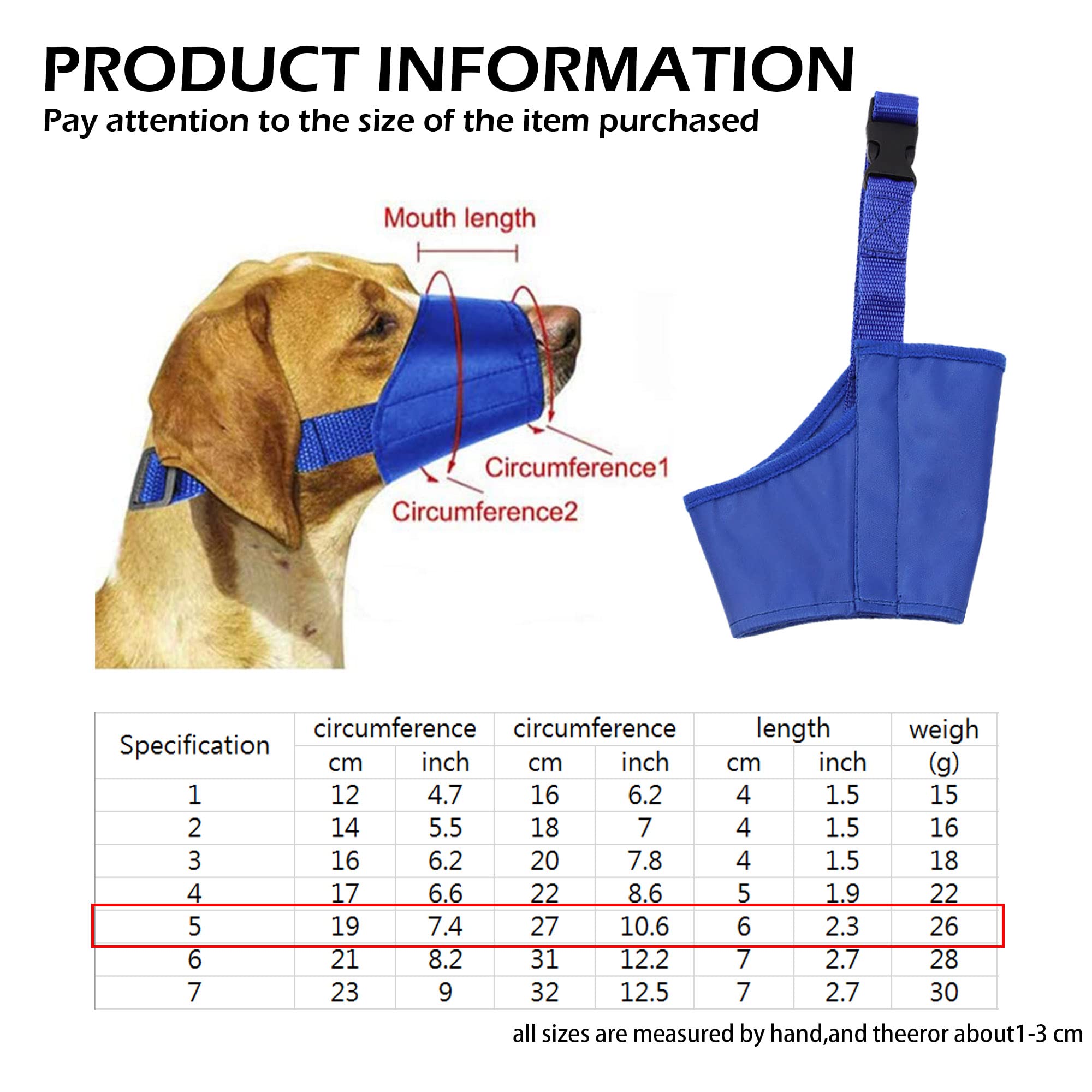 Parts Express Dog Muzzle, Soft Anti-Biting Barking Chewing Muzzle, Breathable Waterproof Adjustable Muzzle For Small Medium,Larg