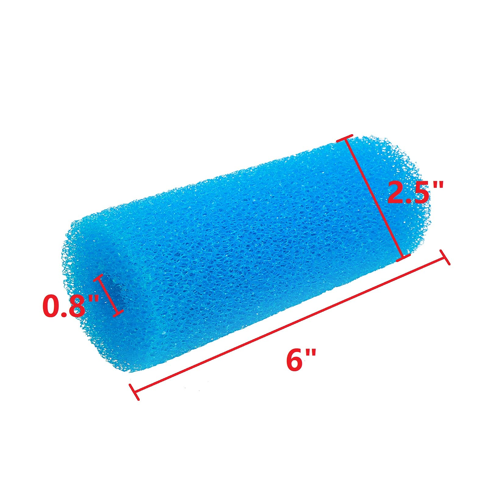 Xiaoyztan 6Pcs 6.0 X 2.5 Inch Aquarium Pre-Filter Sponges Foam Filter Cartridges With 0.8' Hole Diameter (Blue)