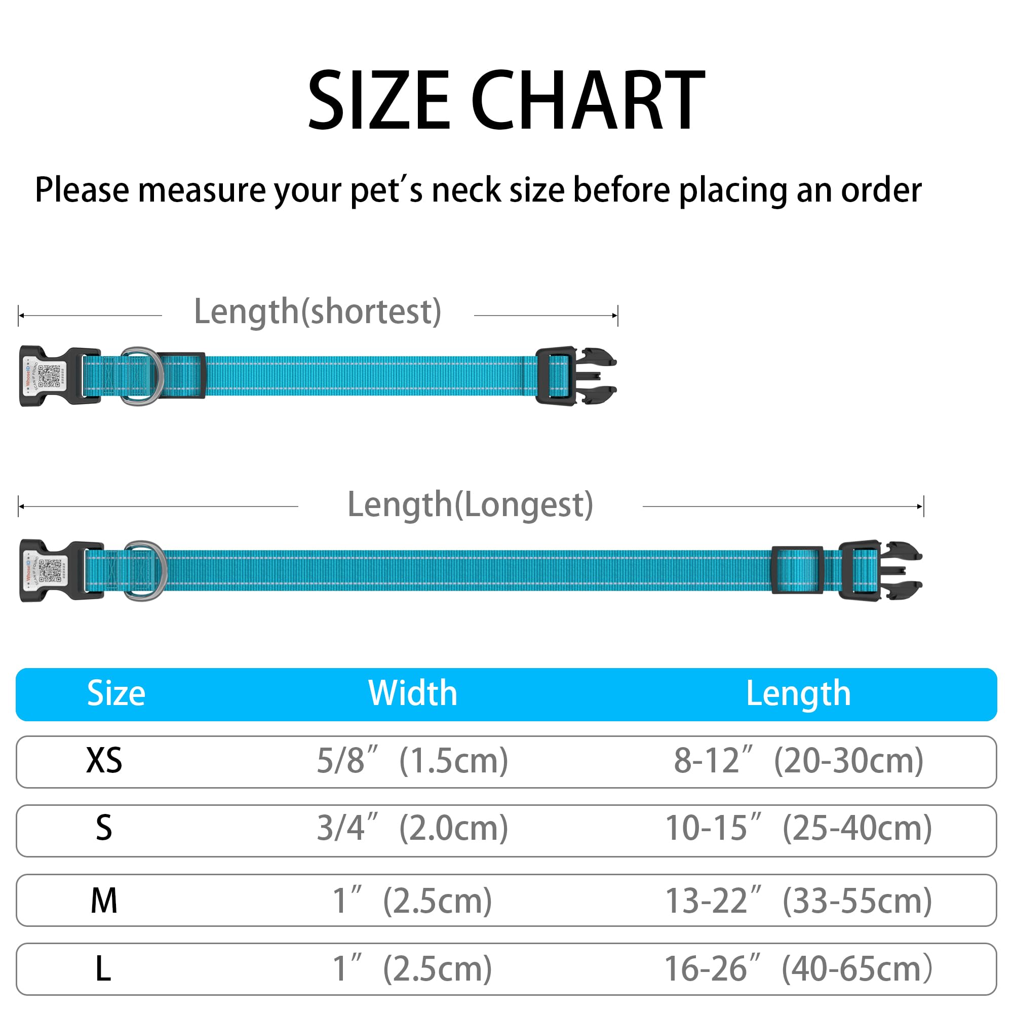 Dog Collar With Qr Code, Reflective Pet Collar, Soft Neoprene Padded & Safety Locking Buckle Adjustable Puppy Collar (Xs,Blue)
