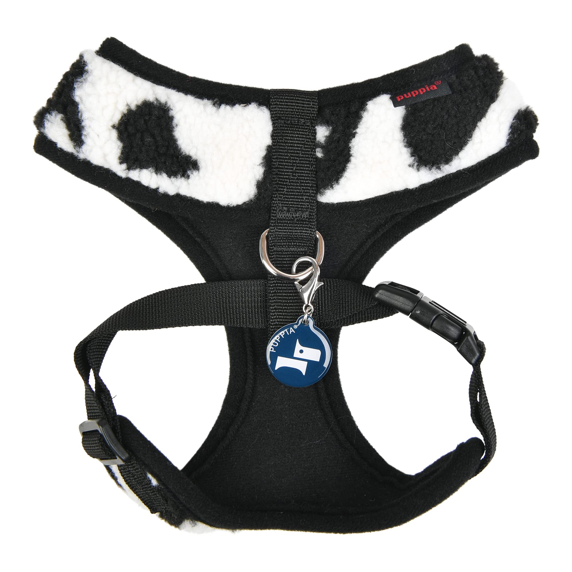 Puppia Serval Dog Harness Over-The-Head Warm Winter Leopard Pattern Adjustable Chest For Small And Medium Dog, Black, Small
