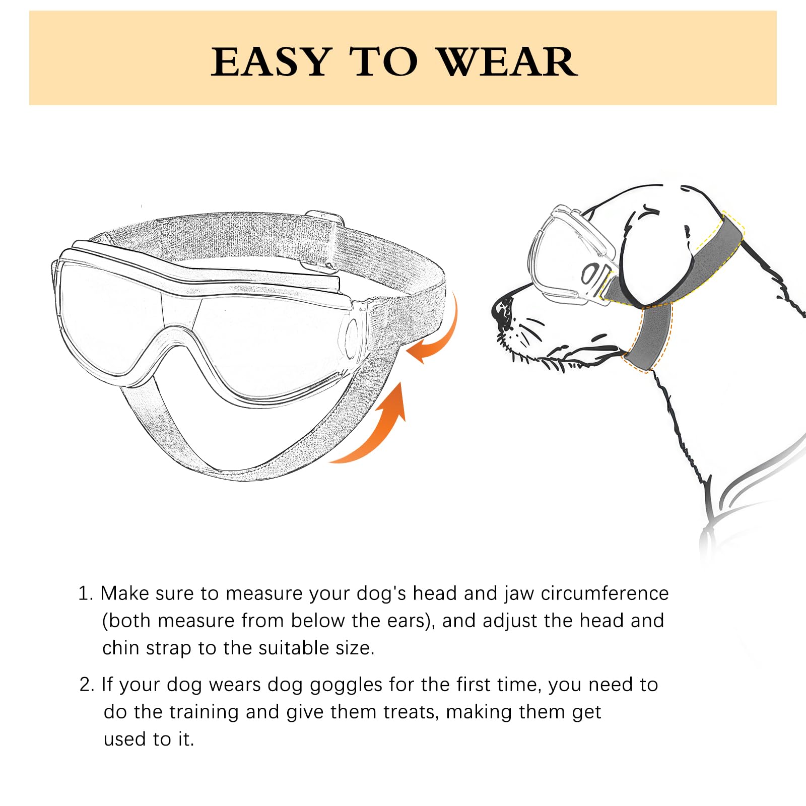 Lewondr Dog Goggles Medium Breed, Dog Sunglasses With Adjustable Straps & Air Vents, Uv/Wind/Dust/Fog/Snow Proof Dog Eye Protect