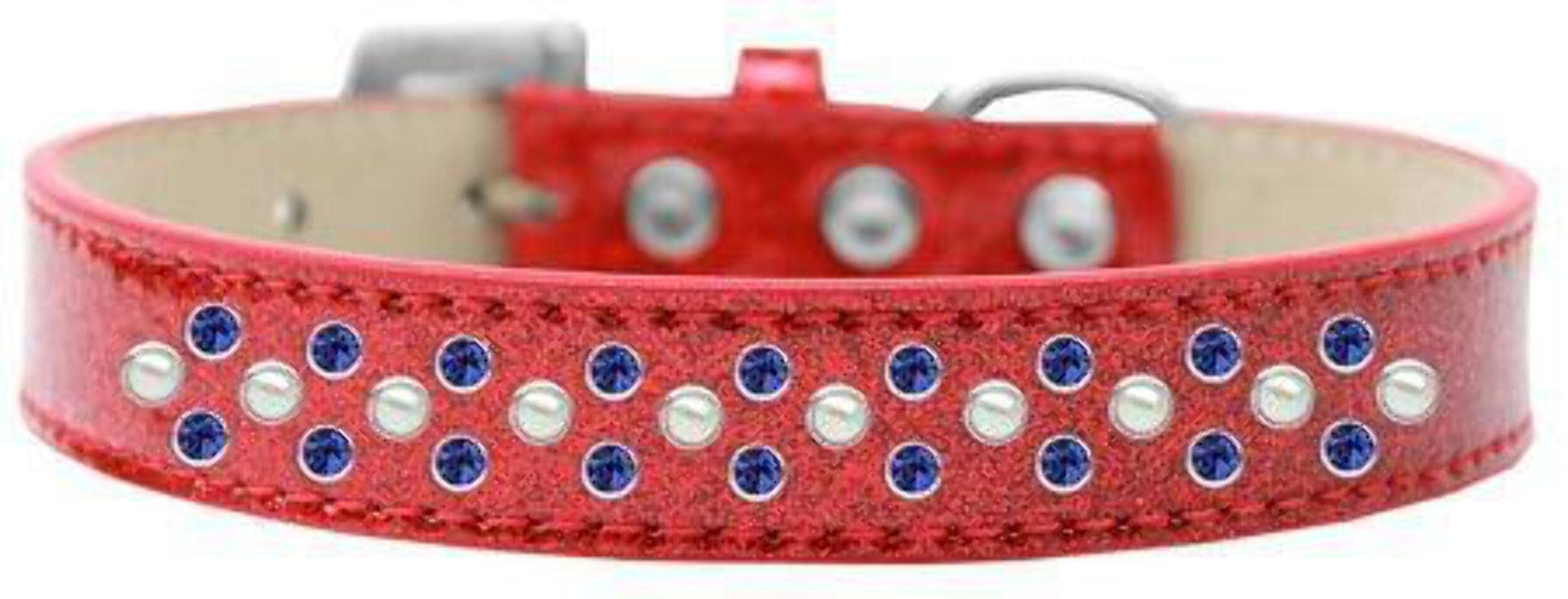 Mirage Pet Products Sprinkles Ice Cream Dog Collar with Pearl and Blue Crystals, Size 12, Red