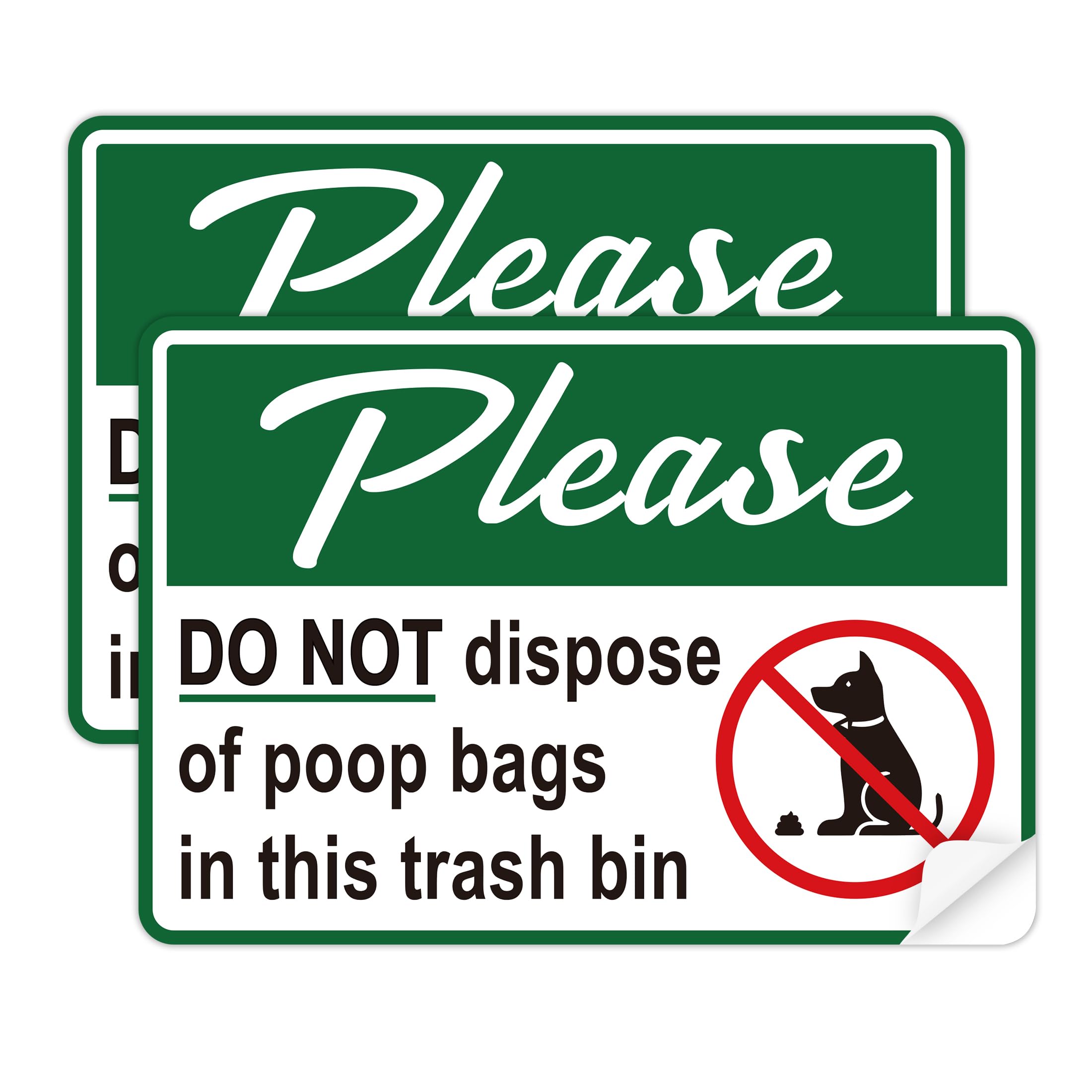 2PCS Please Do Not Dispose Poop Bags in This Trash Bin Stickers, Self-Adhesive Weatherproof Vinyl Do not Throw Dog Poop Bag in T