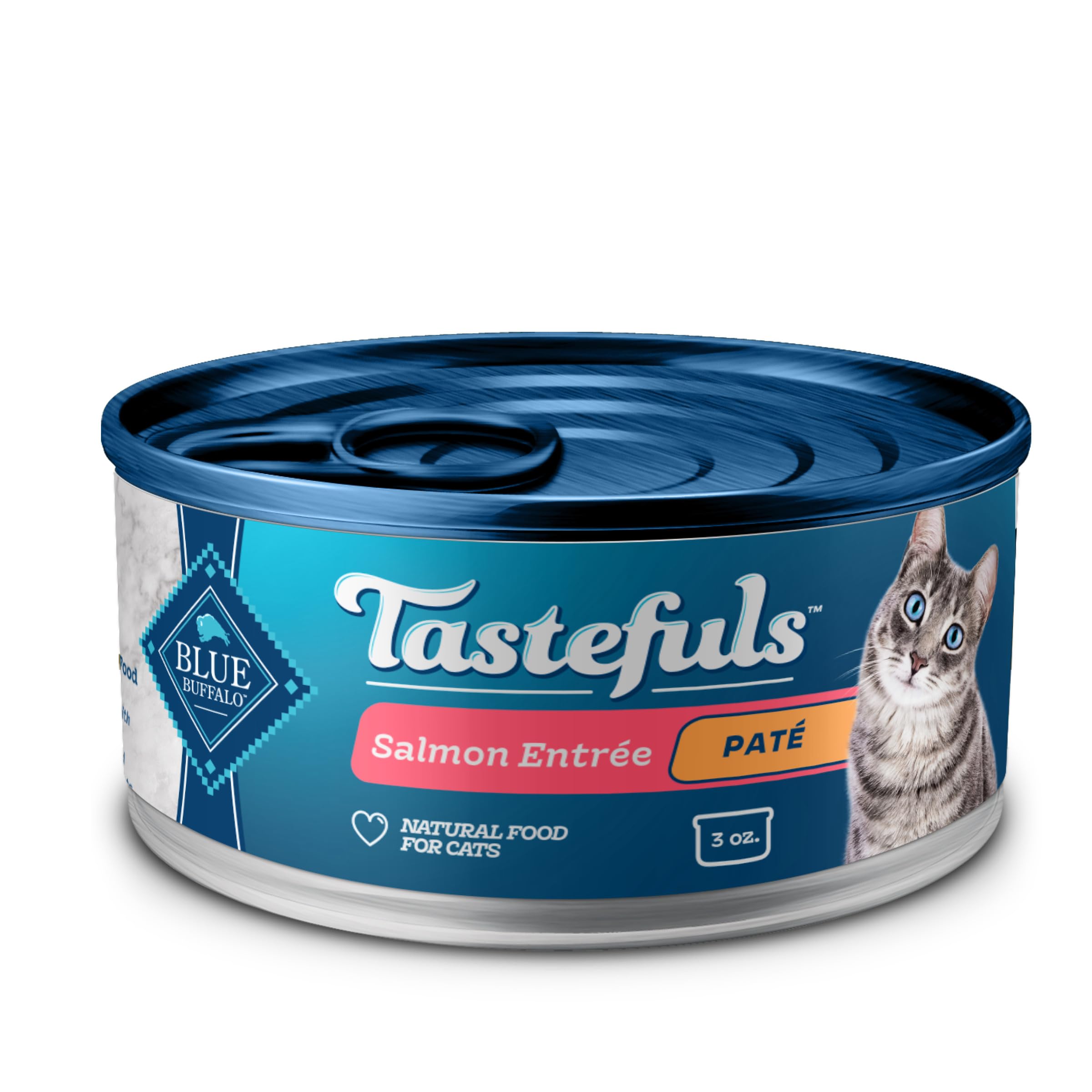 Blue Buffalo Tastefuls Wet Cat Food Pat  , Made with Natural Ingredients | Salmon Entr  e, 3-oz. Cans (24 Count)
