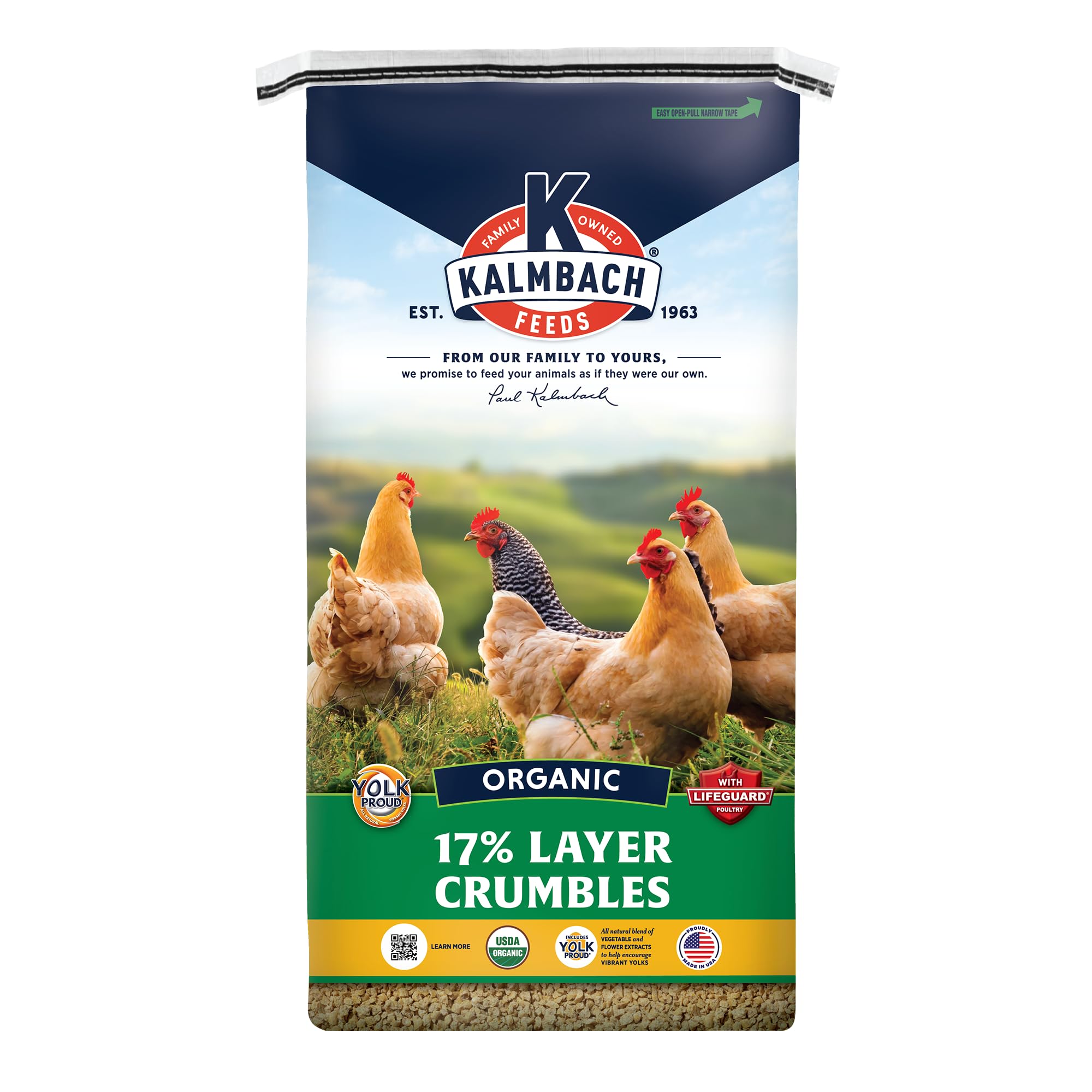 KALMBACH Feeds Organic 17 Layer Crumbles Chicken Feed, 50-LB Bag