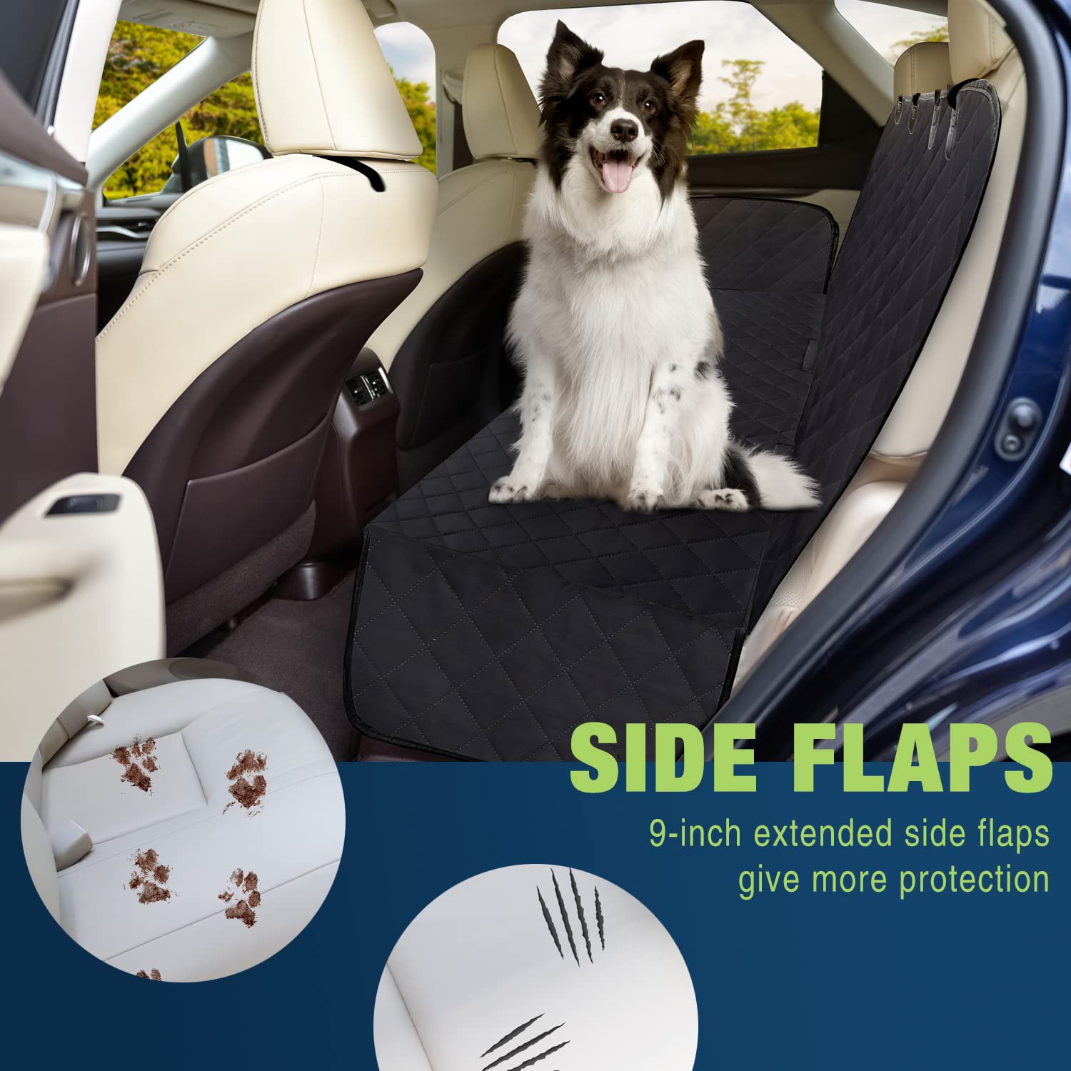 Nestroad Bench Dog Car Seat Cover For Back Seat,Waterproof Dog Seat Covers,Heavy-Duty And Nonslip Backseat Protector Cover For Cars,Trucks & Suvs (Black,53'×48')