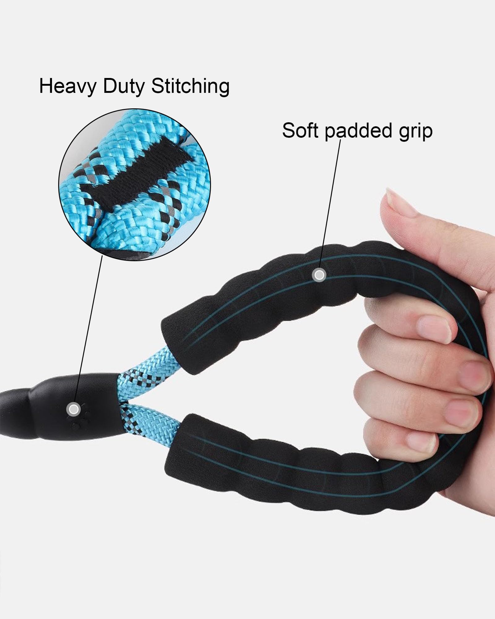 Petank Rope Dog Leash 4 Ft With Comfortable Padded Handle And Highly Reflective Threads For Small Medium Dogs (Blue, 4Ft*1/2)