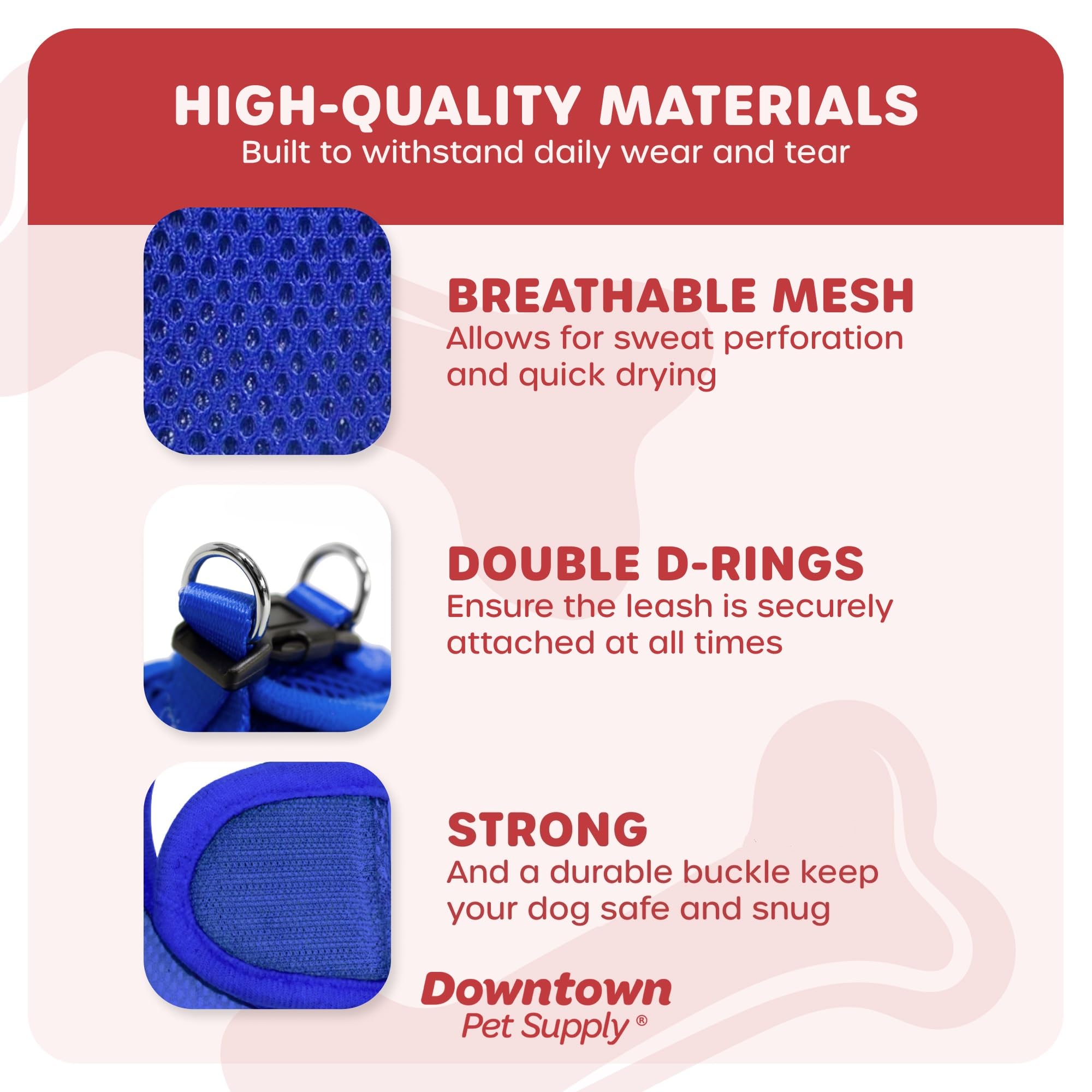 Downtown Pet Supply Step In Dog Harness For Small Dogs No Pull, Medium, Blue - Adjustable Harness With Padded Mesh Fabric And Re