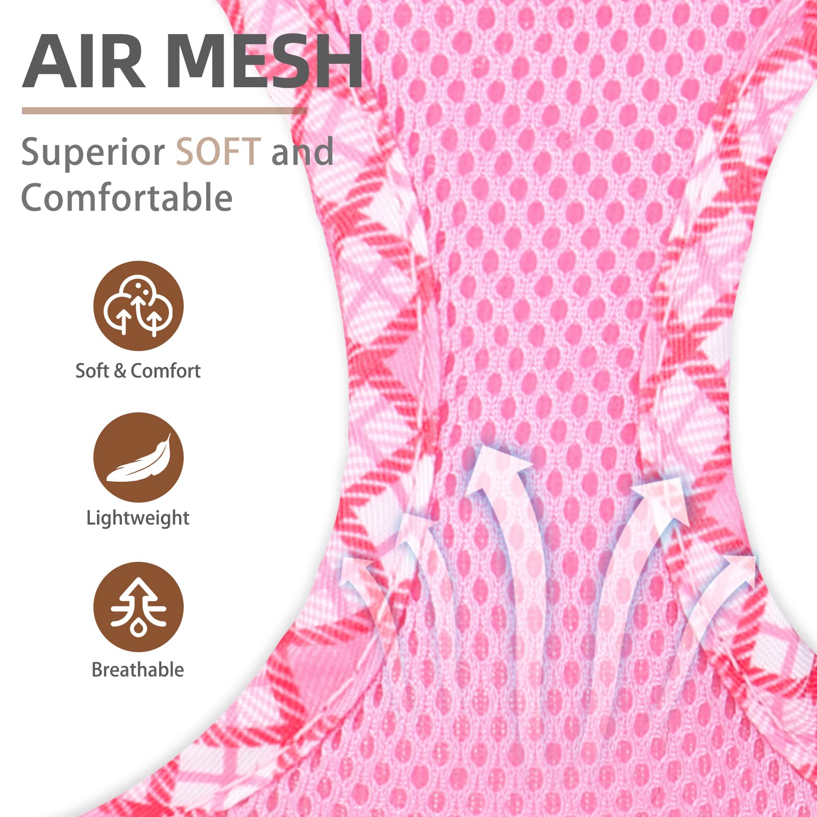 Pupteck Dog Harness And Leash Set For Small Medium Dogs No Pull Step-In Soft Mesh Puppy Cat Vest Harnesses Reflective At Night, Pink M
