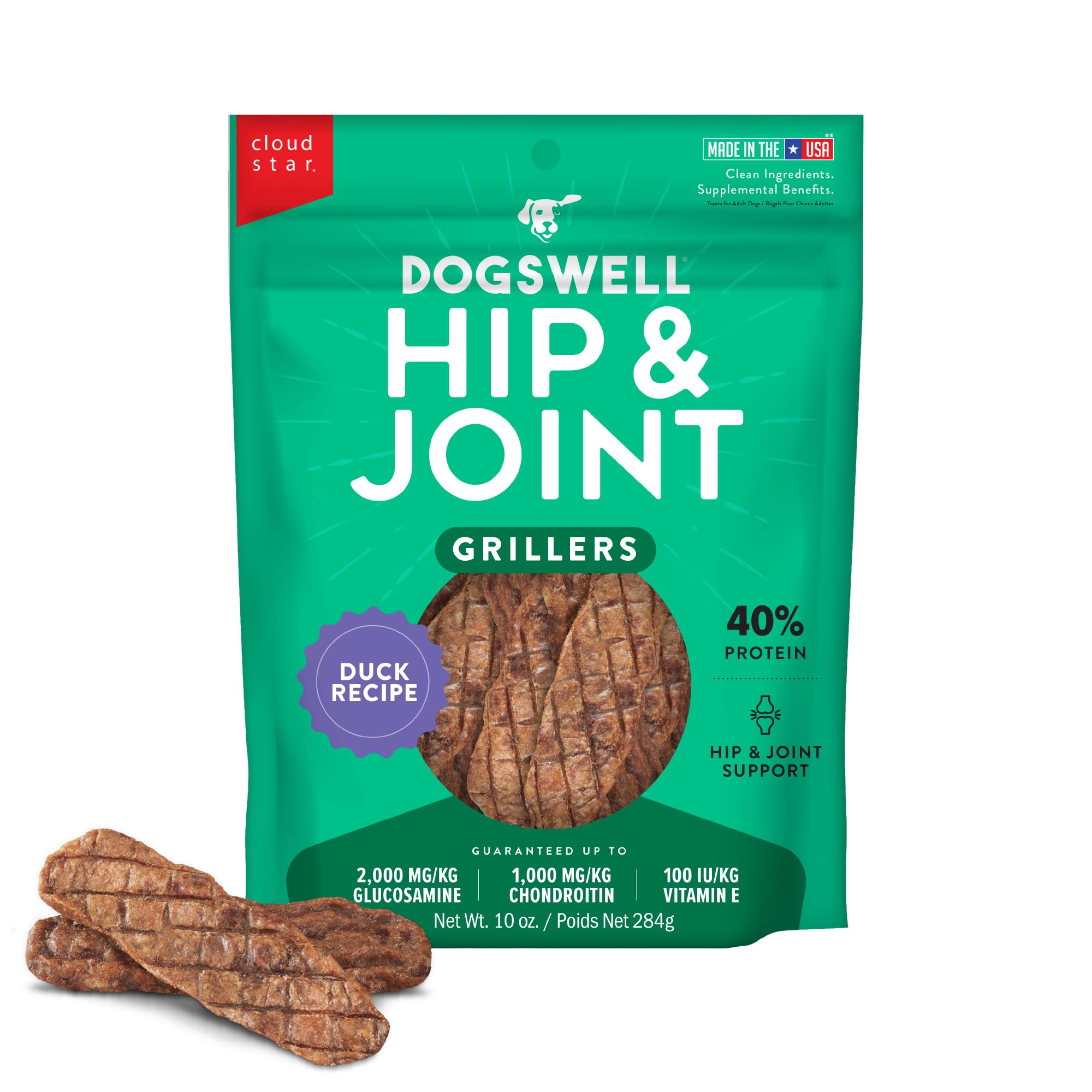 Dogswell Hip and Joint Grain-Free Duck Grillers for Dogs, 10 oz.s, Model: 842188