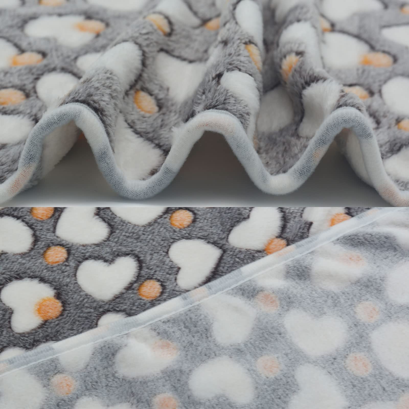 1 Pack 3 Puppy Blankets Super Soft Warm Sleep Mat Grey Cute Print Blanket Fluffy Fleece Pet Blanket Flannel Throw Dog Blankets For Small Dogs Puppy Dogs Fluffy Cats,Love-Large(40'X30')