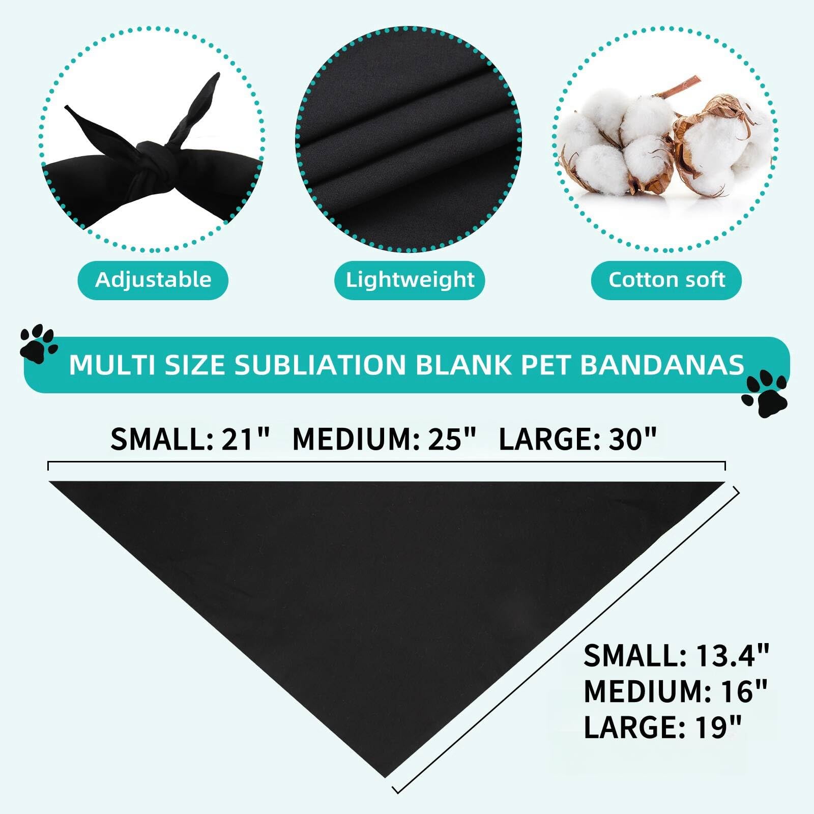Gofshy Blank Dog Bandanas Small -1Pcs, Diy Solid Black Triangle Scarf Premium Cotton Handkerchief Or Bib, Personalized Design Bi