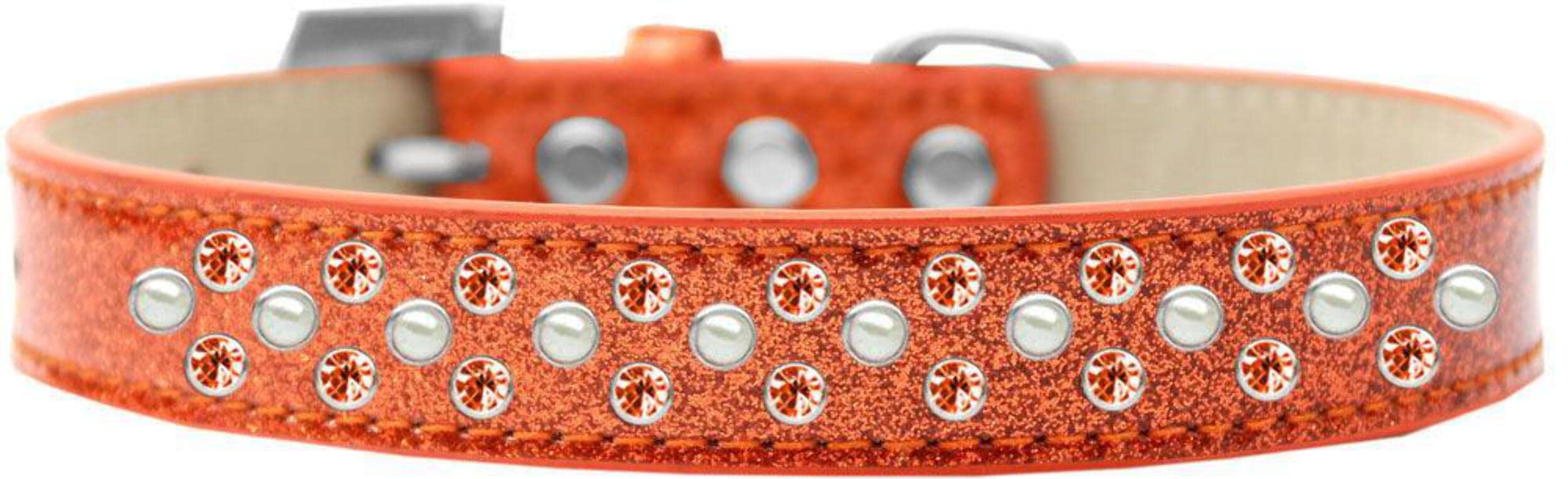 Mirage Pet Products Sprinkles Ice Cream Dog Collar with Pearl and Orange Crystals, Size 16, Black