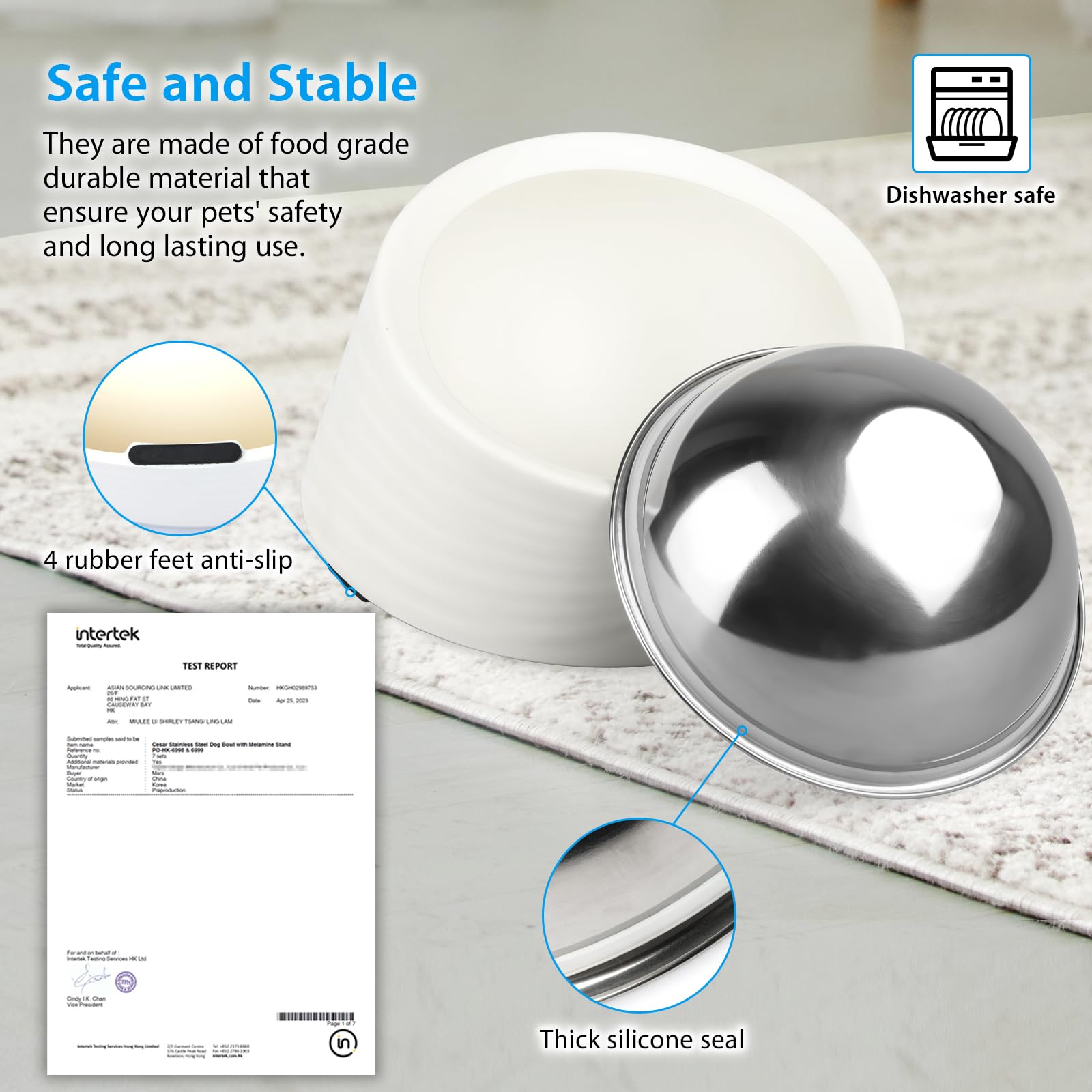 Uppetly Tilted Angle Dog Bowl, 15 Slanted Stainless Steel Dog Cat Food Bowl, Non-Slip & Non-Spill Pet Feeder with Elevated Detac