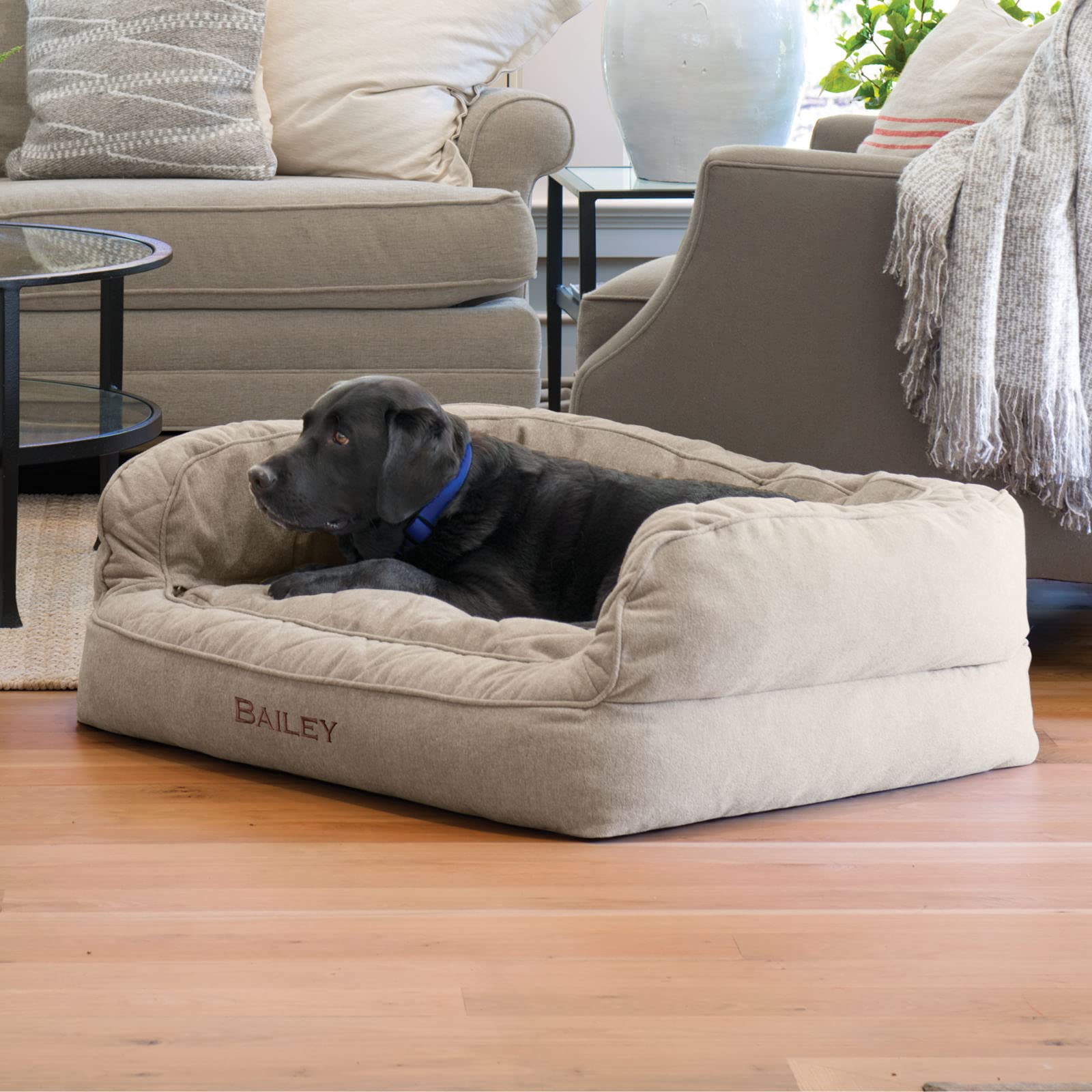 Orvis Comfortfill-Eco Couch Dog Bed, Heathered Khaki - Small