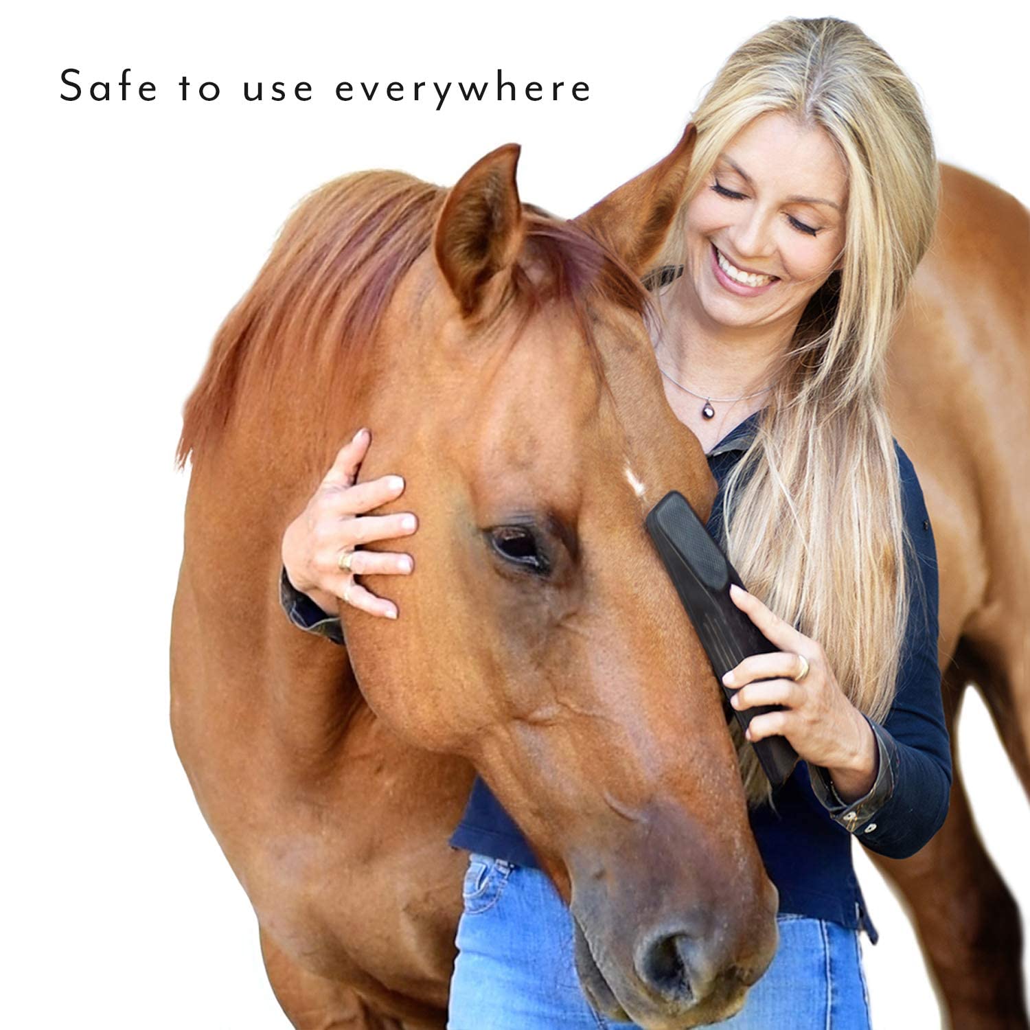 Striphair Gentle Groomer - Original For Horses Dogs 6-In-1 Shedding Grooming Massage (Black)