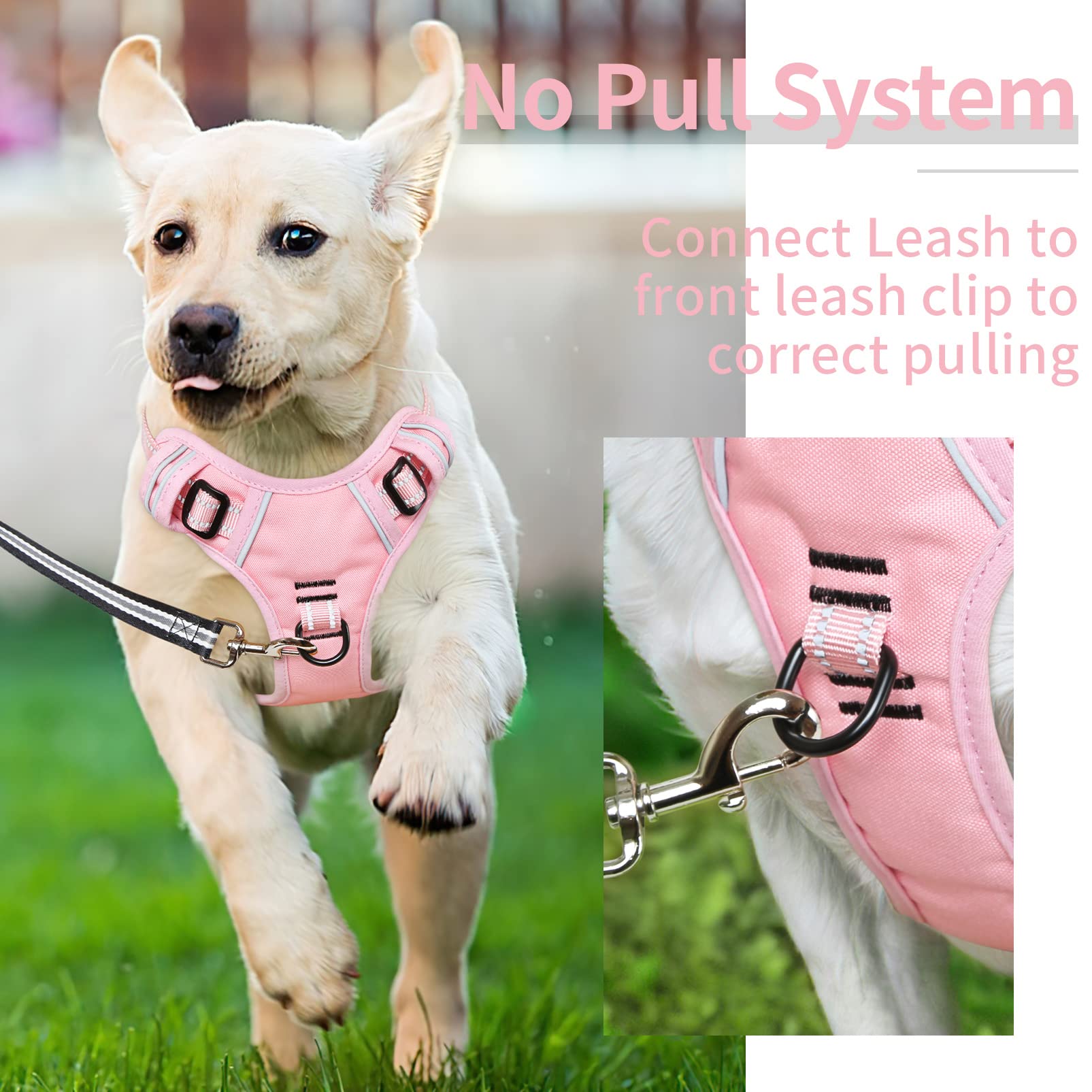 Heele Dog Harness, No Pull Adjustable Padded Reflective Harness For Small Medium Large Dogs With Handle For Walking Training, Pi