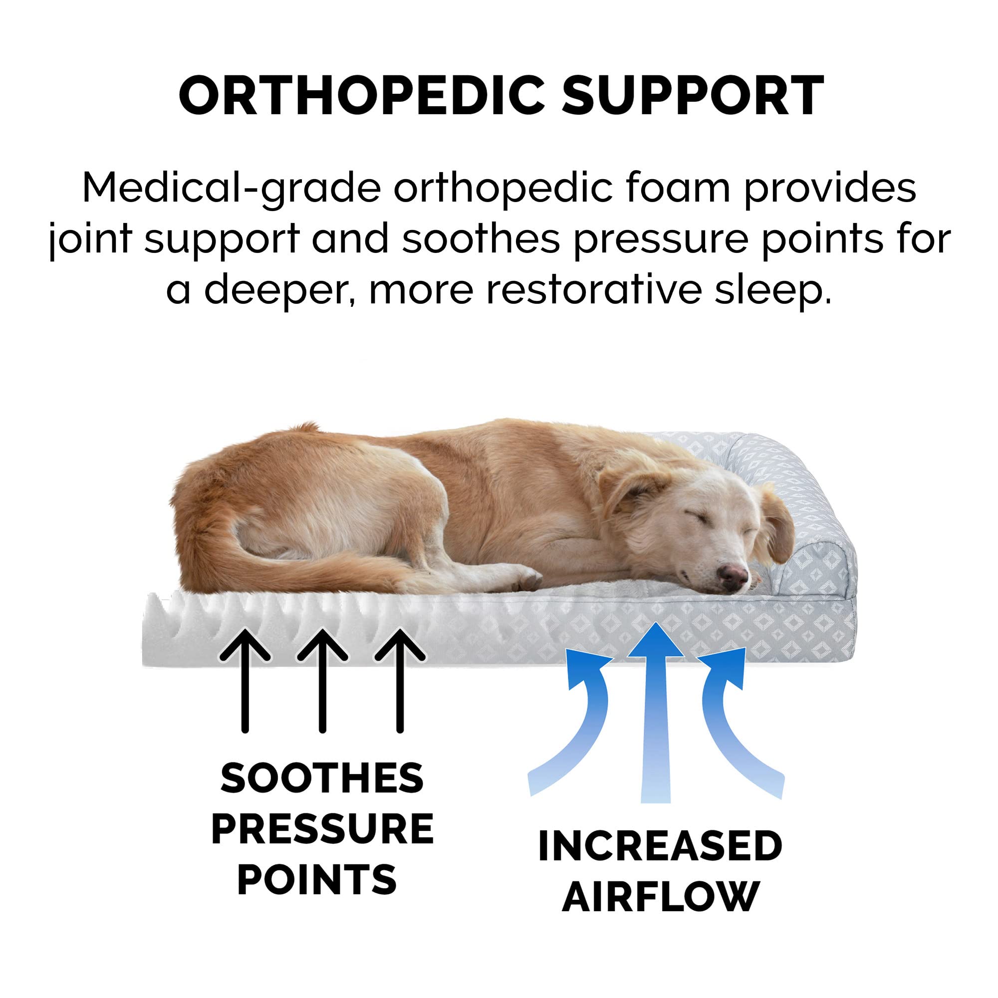 Furhaven Cozy Orthopedic Dog Bed For Large/Medium Dogs W/ Removable Bolsters & Washable Cover, For Dogs Up To 55 Lbs - Plush & D