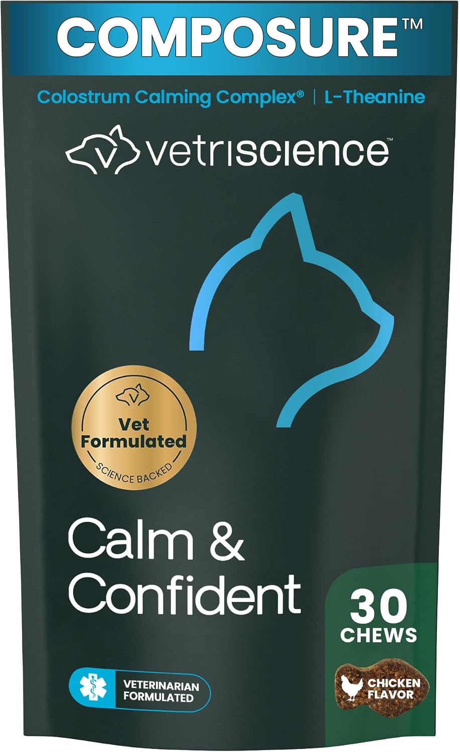 VetriScience Composure, Calming Formula for Cats, 30 Bite-Sized Chews