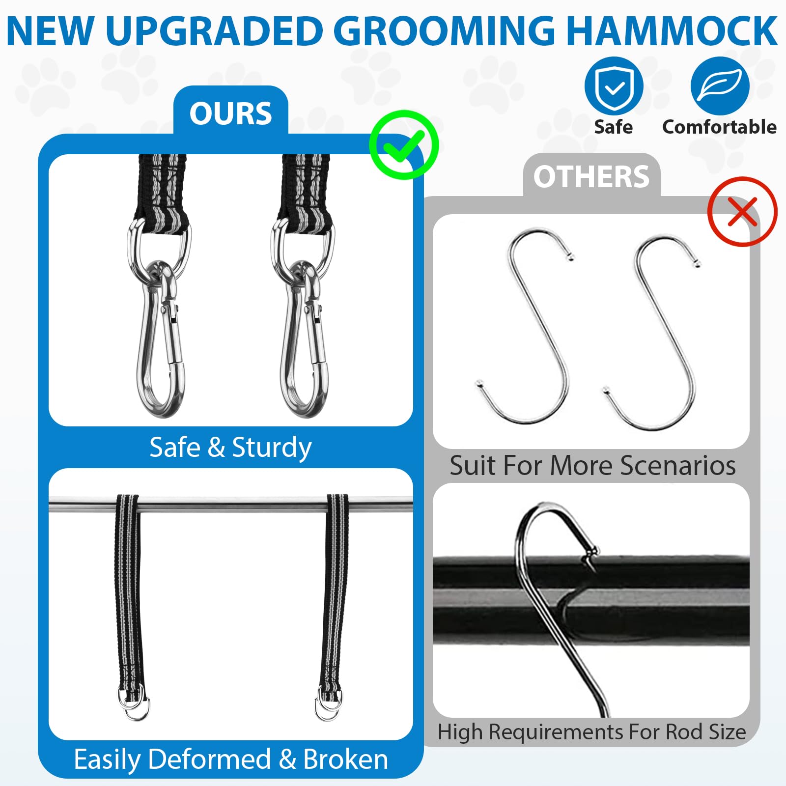 Pet Grooming Hammock Harness for XL Large Dogs Nail Trimming, Dog Sling for Cutting Nails, Dog Hanging Holder Hanger with Nail C