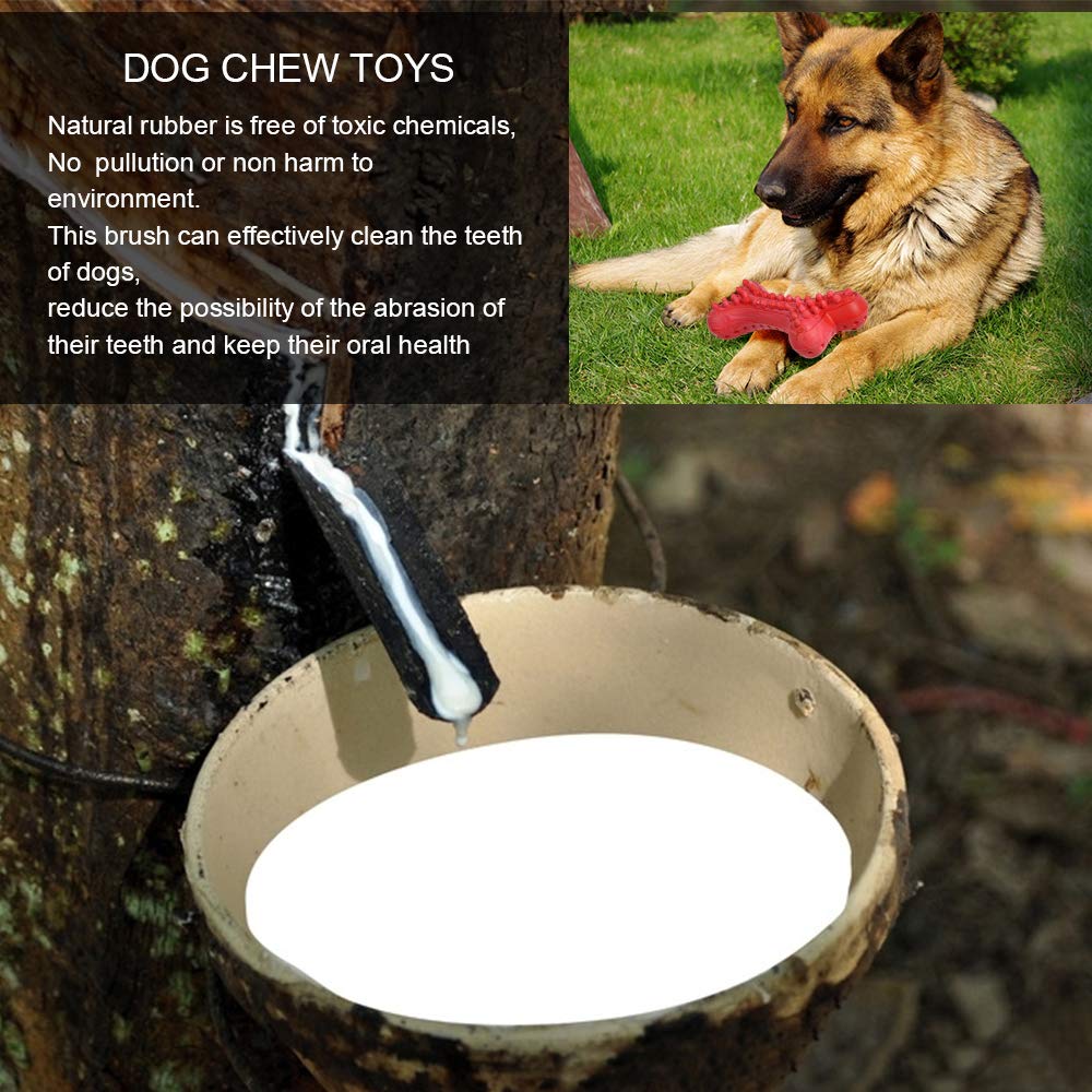 German Shepherd Dog Chew Toys for Aggressive Chewers,Indestructible Beef Flavored Tough Durable Dog Bone Toy Natural Rubber Teet