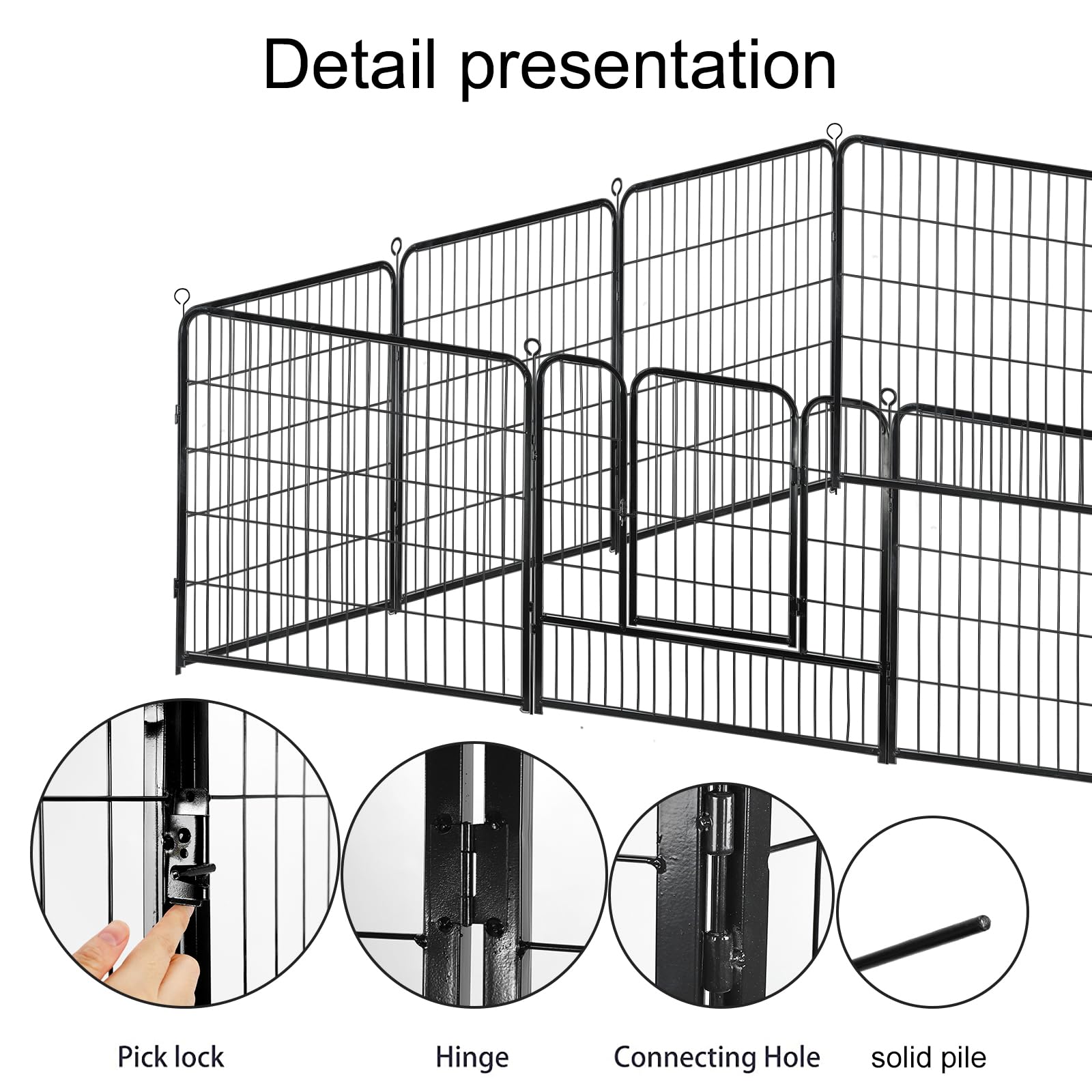 Confote Foldable Metal Dog Playpen Outdoor, 16 Panels 40 Inches Height Exercise Pen Indoor Pet Fence Barrier Kennel For Small/Me